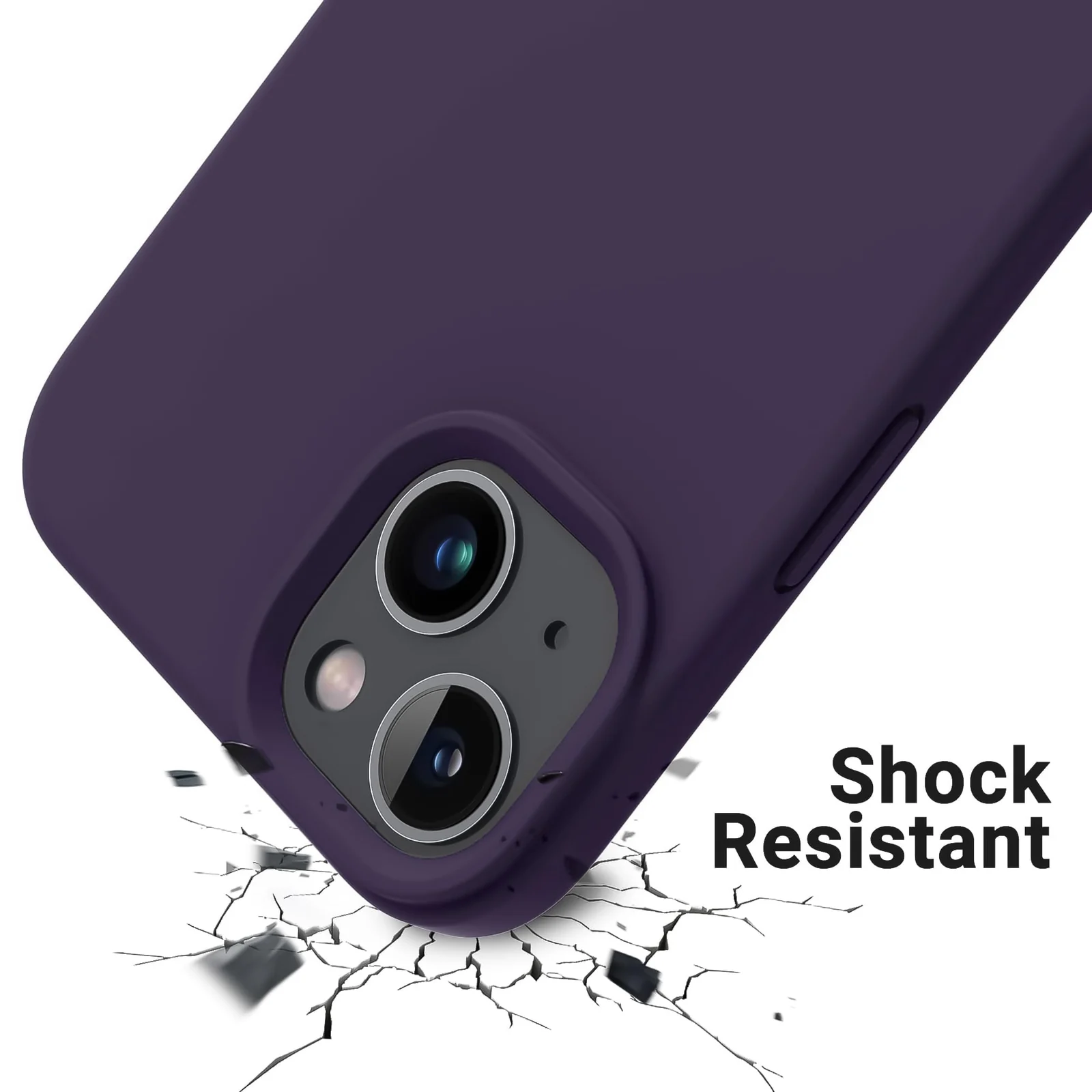 DL3 Mobilak Liquid Silicone Protective Case for iPhone 13 / iPhone 14 with Camera Protection and Microfiber Lining - Deep Purple