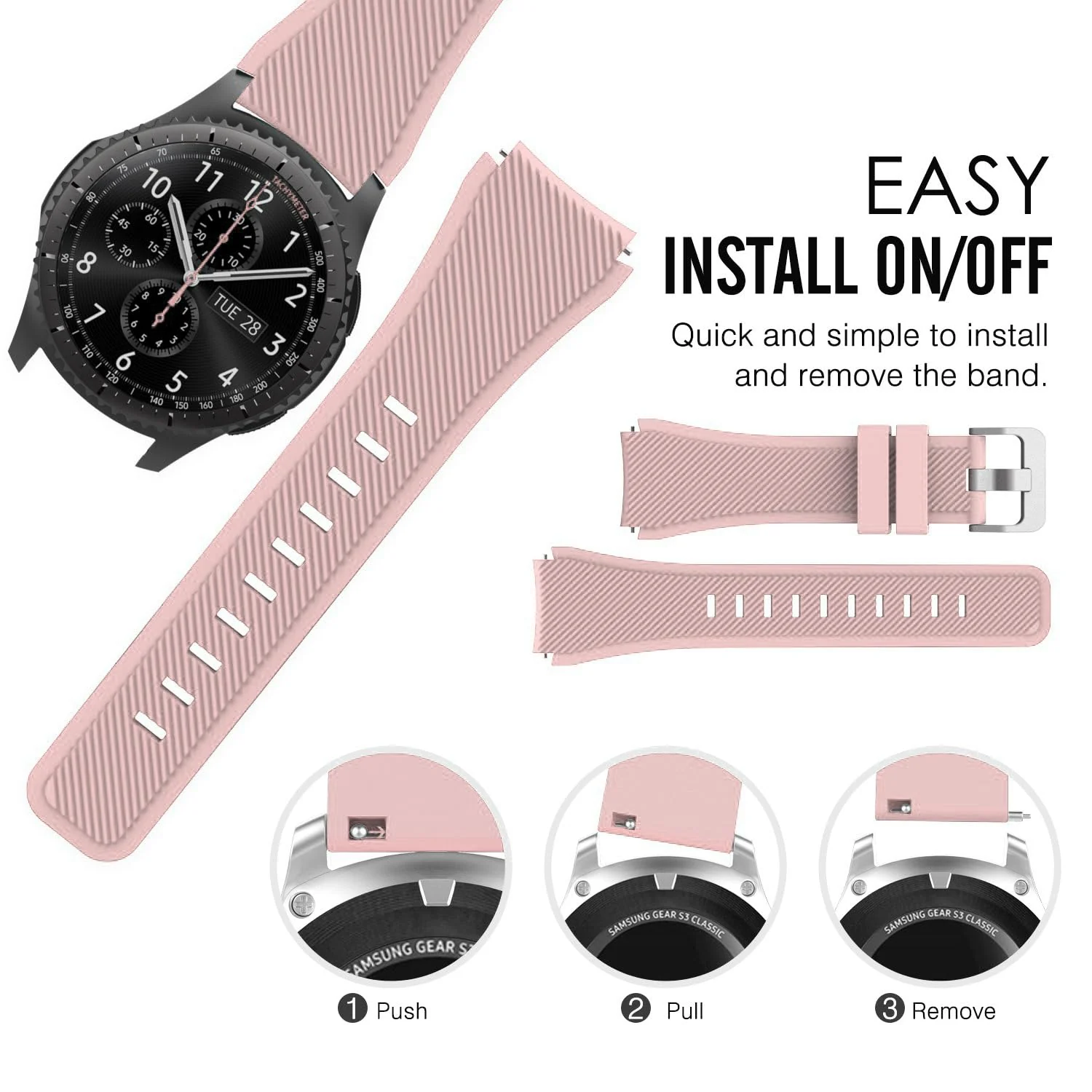 DL3 Mobilak Silicone Sport Band 22MM Xiaomi Redmi Watch 5 Active/5 Lite/Samsung Galaxy Watch 46mm/Watch 3 45mm/Gear S3/Huawei watch (GT6 GT5 GT4 GT3 GT2 GT 46MM)/GT2E/GT5 Pro/GT 6 Pro/Amazfit GTR 3/4 - Baby Pink