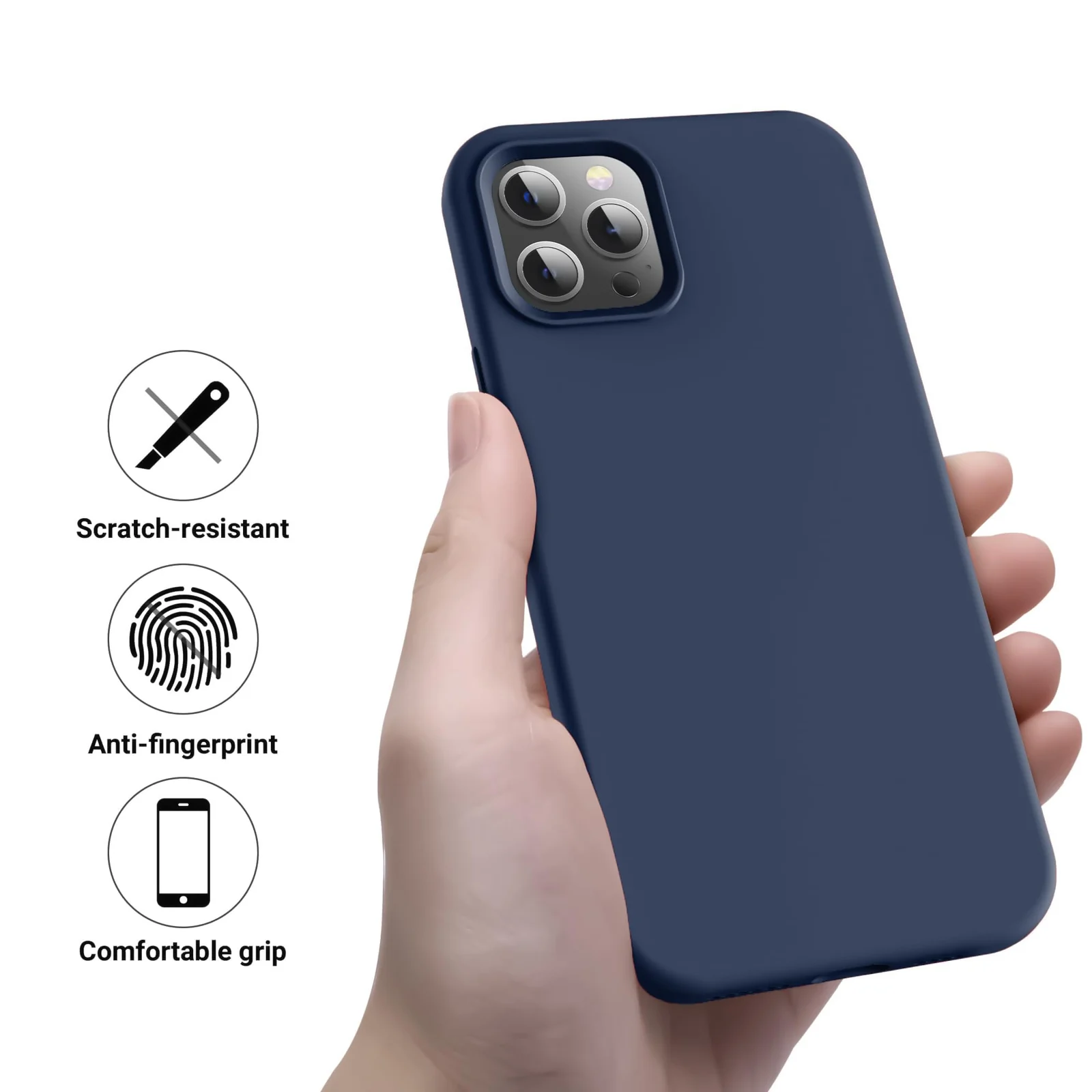 DL3 Mobilak Liquid Silicone Case for iPhone 12 Pro Max (6.7 Inch), Shock-absorbing protection, Scratch-resistant surface, Soft microfiber lining - Blue