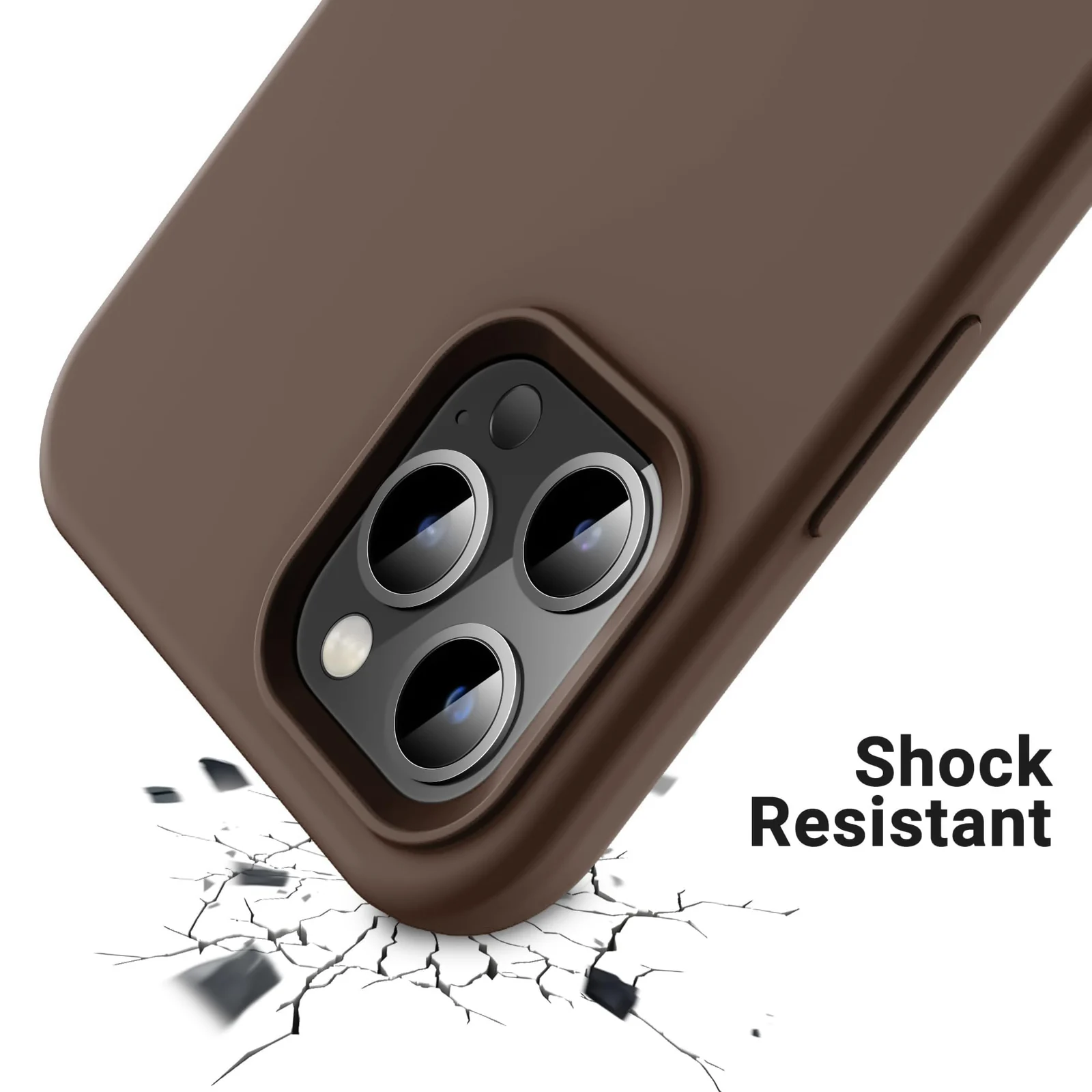 DL3 Mobilak Liquid Silicone Protective Case for iPhone 13 Pro (6.1 Inch) with Camera Protection and Microfiber Lining - Brown