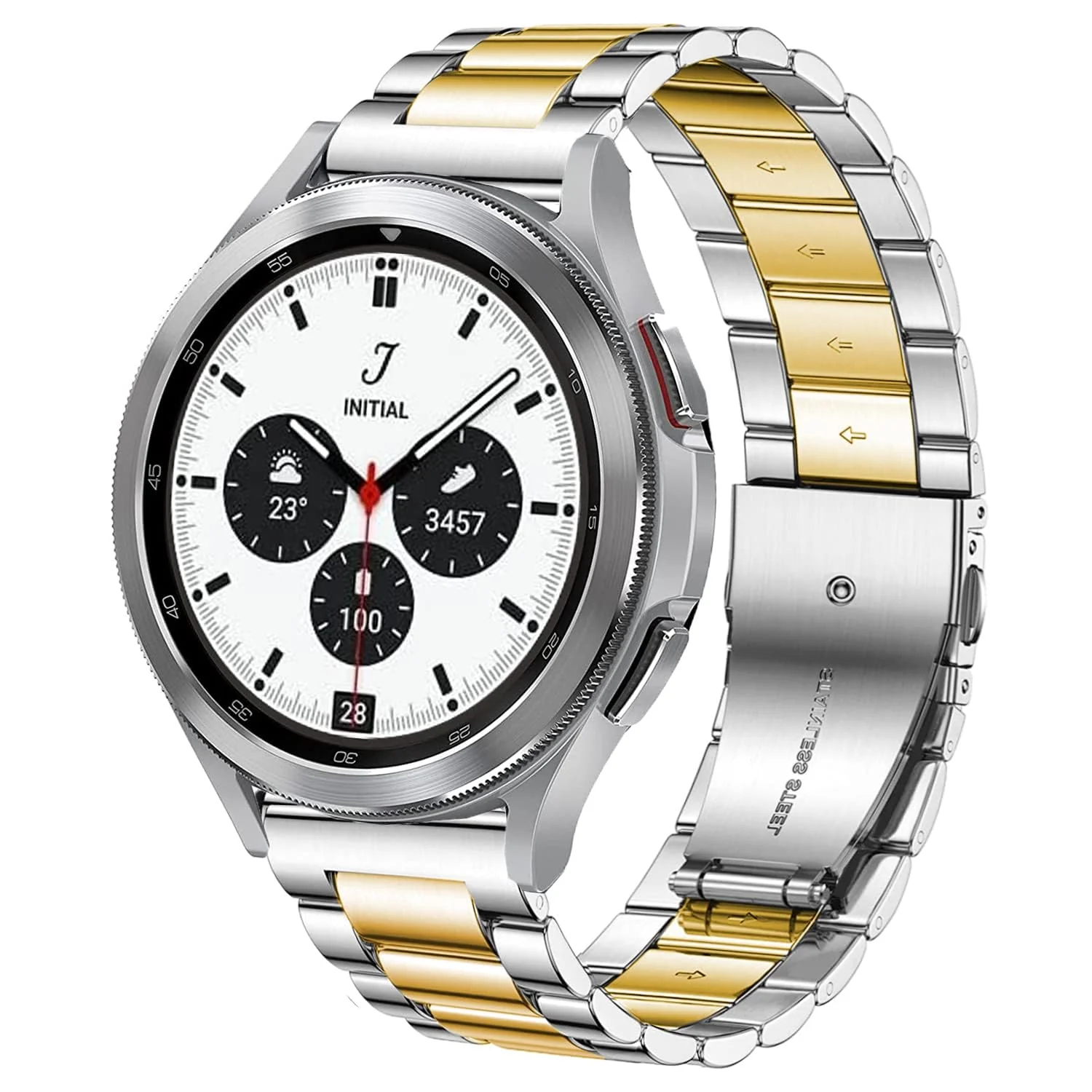 DL3 Mobilak Strap Metal 22MM Bands For Samsung galaxy watch3 45mm /galaxy 46mm/Gear S3/Huawei watch GT3 46MM/GT2E/GT2 Pro/GT GT2 46MM/Magic Watch2 46mm/Amazfit GTR 2/2e/3/3pro/4 - A.Silver & Gold