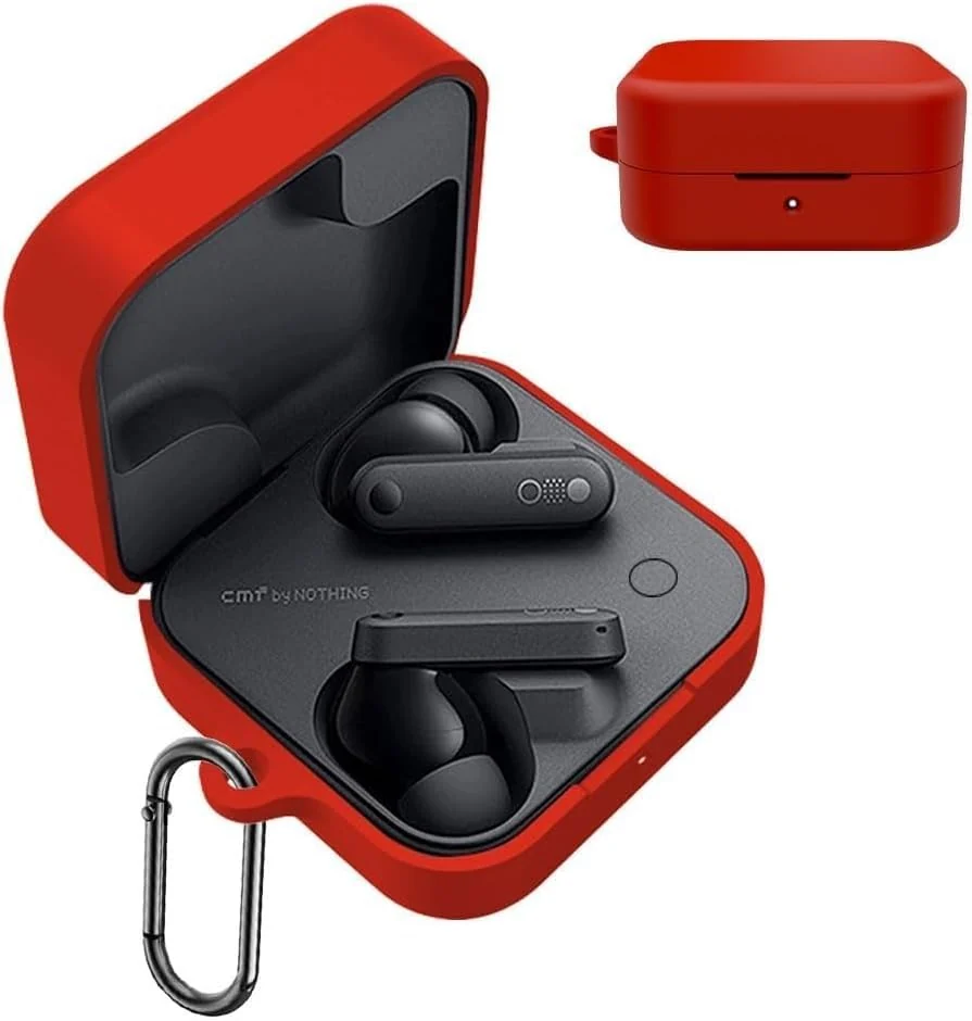 DL3 Mobilak Compatible with Nothing CMF Buds 2a Case Cover, Soft Silicone Shockproof Protective Case Wireless Earbuds with Carabiner, Front LED Visible