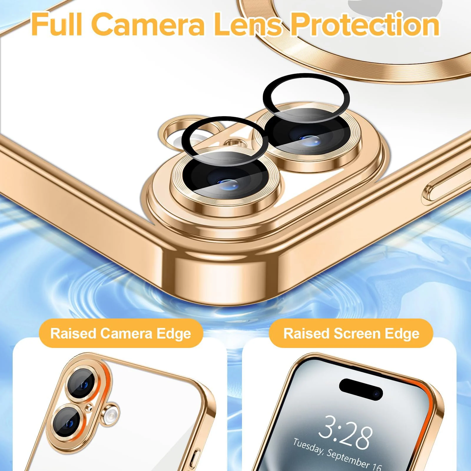 DL3 Mobilak Plated-Edge TPU Protective Case with Camera Protection for iPhone 16 Plus - Gold
