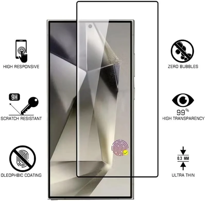 DL3 Mobilak Screen Protector for Samsung Galaxy S25 Ultra, Tempered Glass Screen Saver Premium HD Protective, Scratch Resistant, NO-Bubble, 9H Hardness, Full Coverage Film - Clear