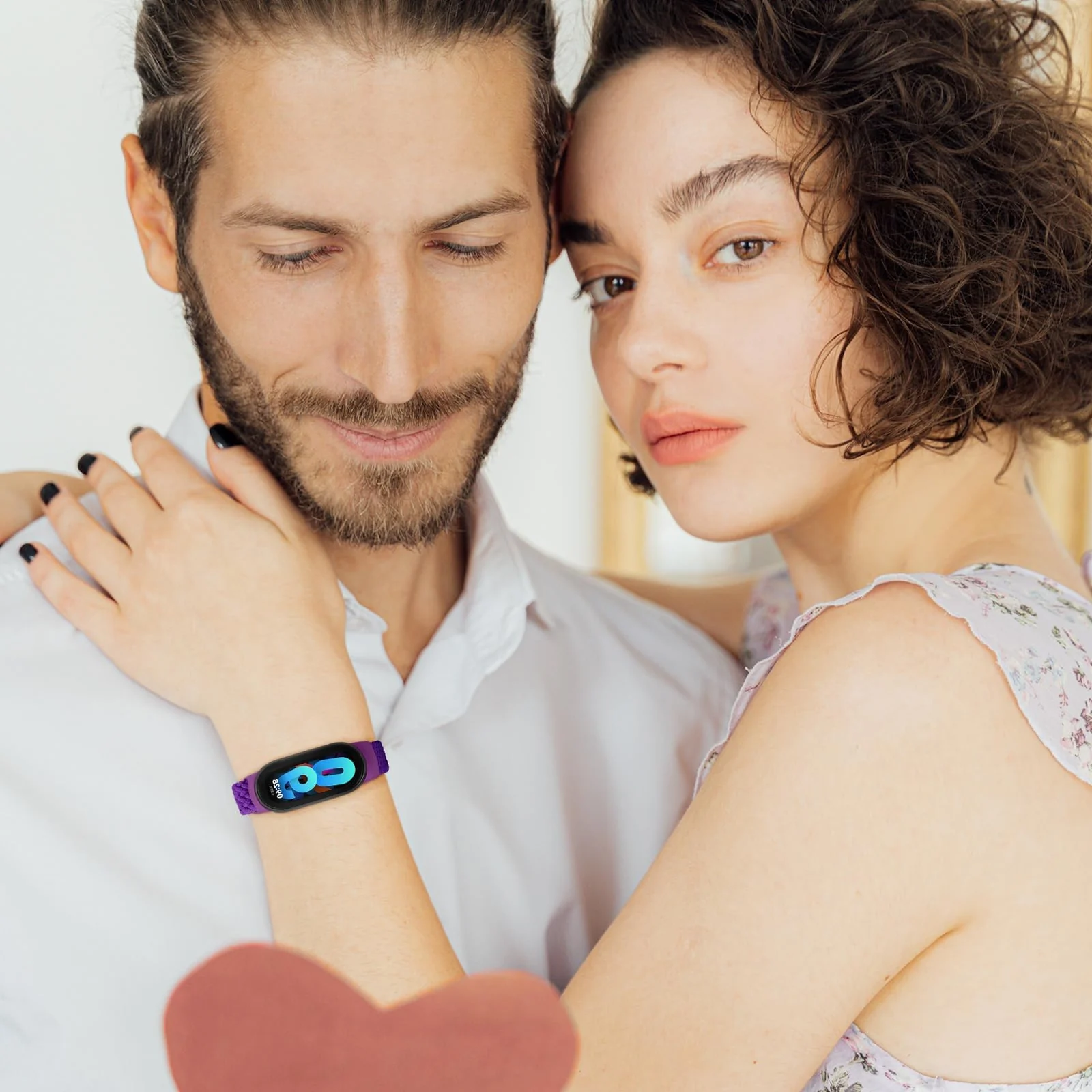 DL3 Mobilak Compatible with Xiaomi Mi Band 10/9/8 strap, Braided Solo Loop for Nylon Elastic Adjustable Replacement Wristband Compatible with Xiaomi Smart Band 8/9/10 - purple