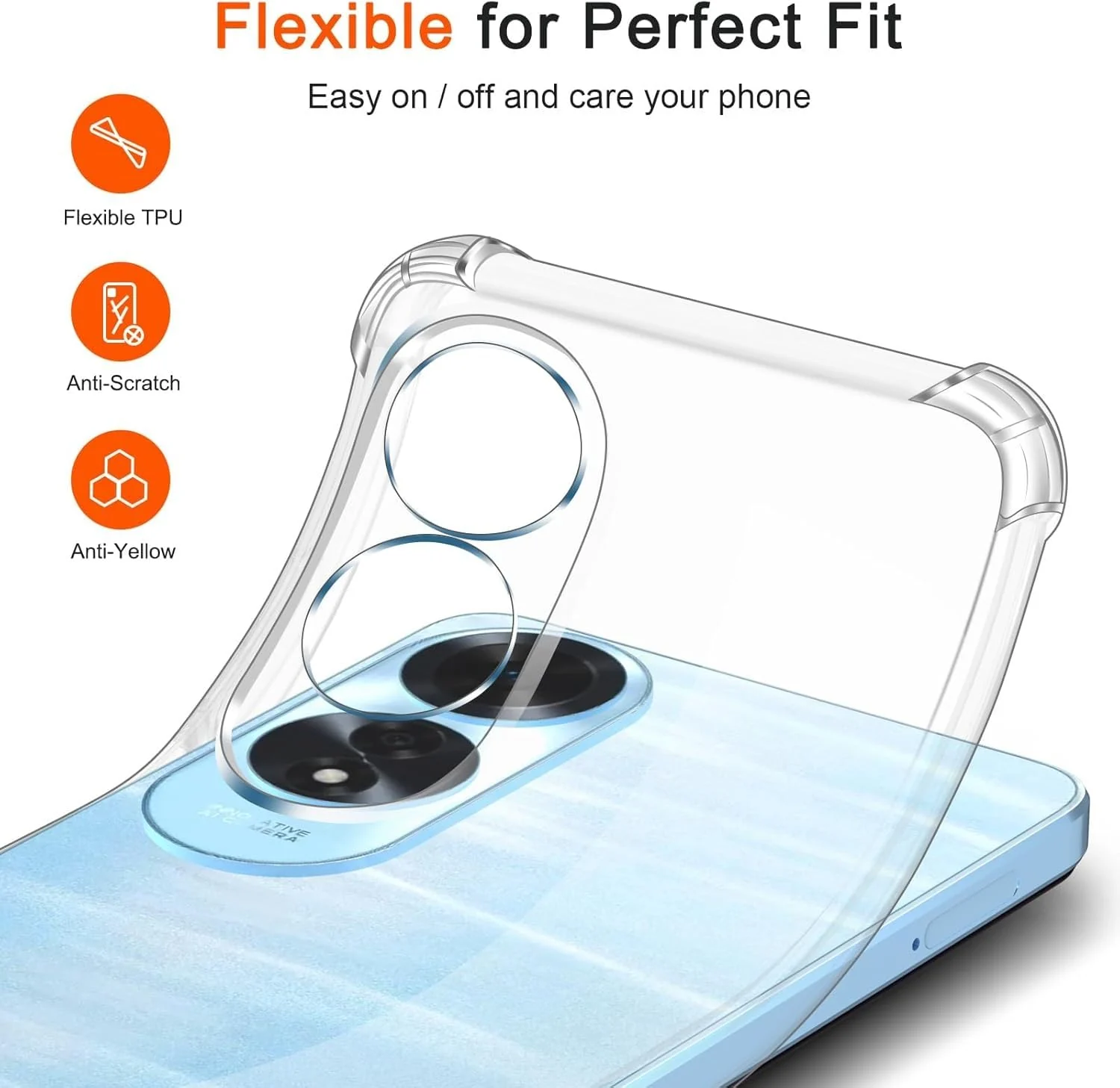DL3 Mobilak Clear TPU Protective Case for OPPO A60 4G with Camera Protection and Shockproof Design - Clear