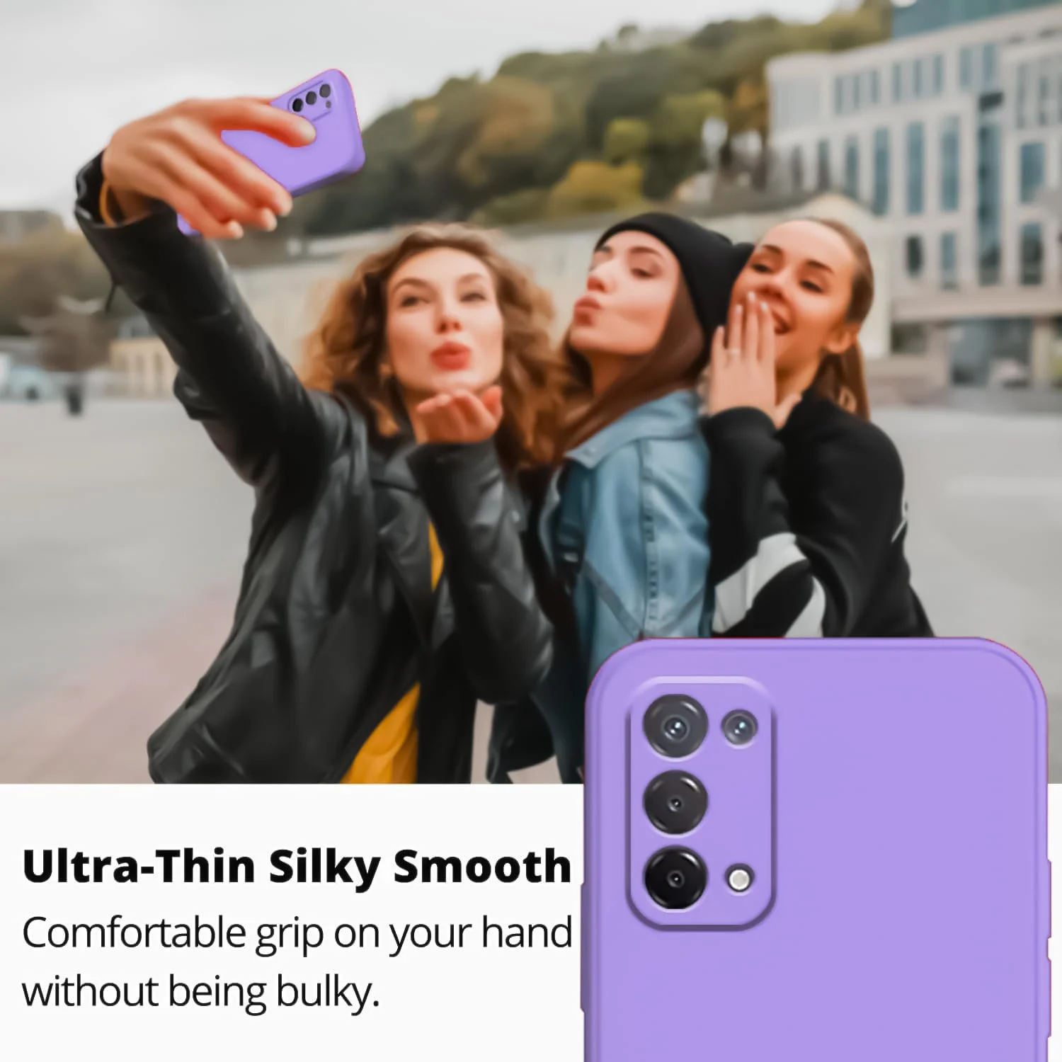 DL3 Mobilak Liquid Silicone Protective Case with Soft Microfiber Lining with Full Camera Protection for realme 7 Pro - Light Purple