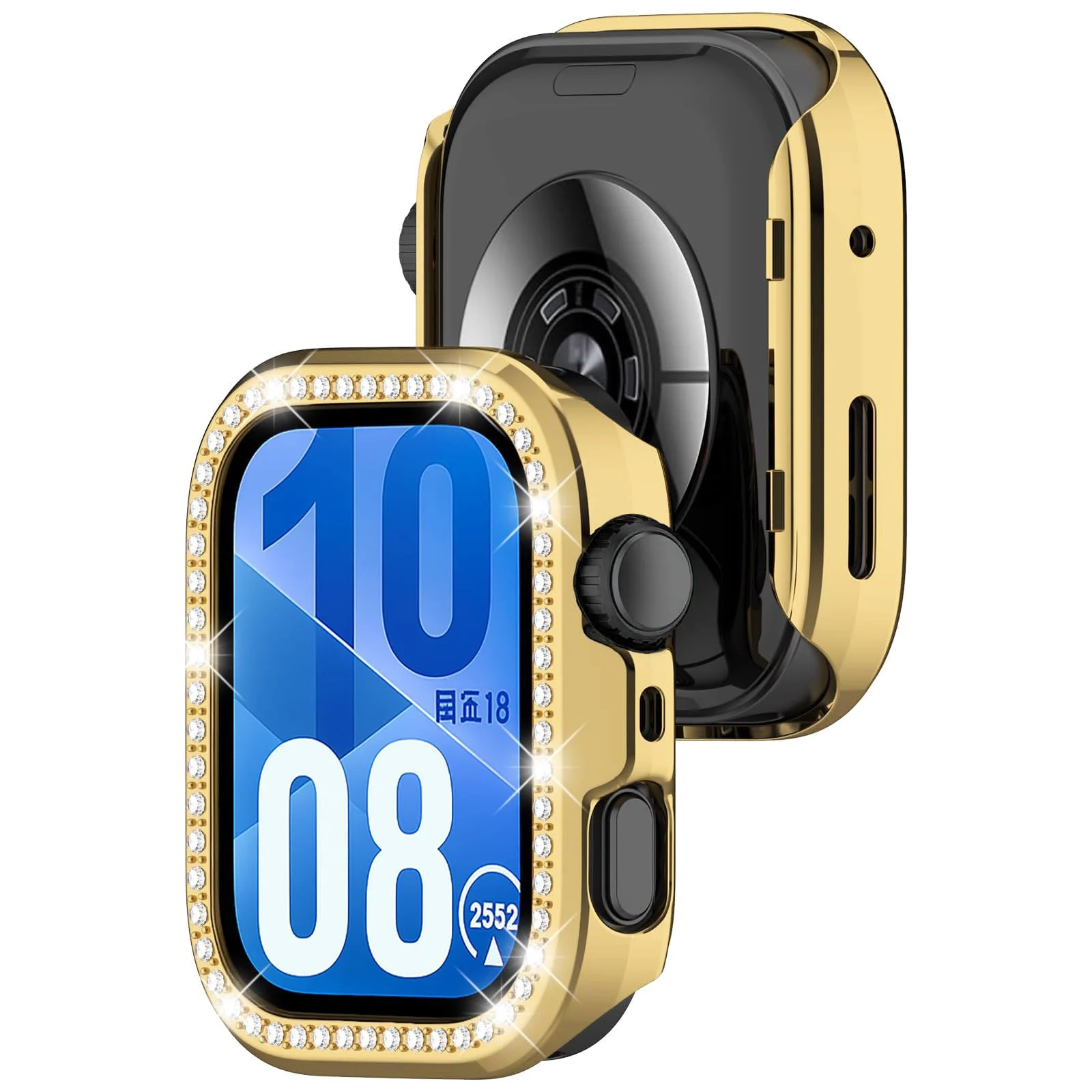 DL3 Mobilak Bling Case Without screen protector for Huawei Watch Fit 4, Hard PC Frame Case, Crystal Diamonds Bumper Cover for Women Girls, Slim Protective Cover for Huawei Watch Fit 4 - Gold
