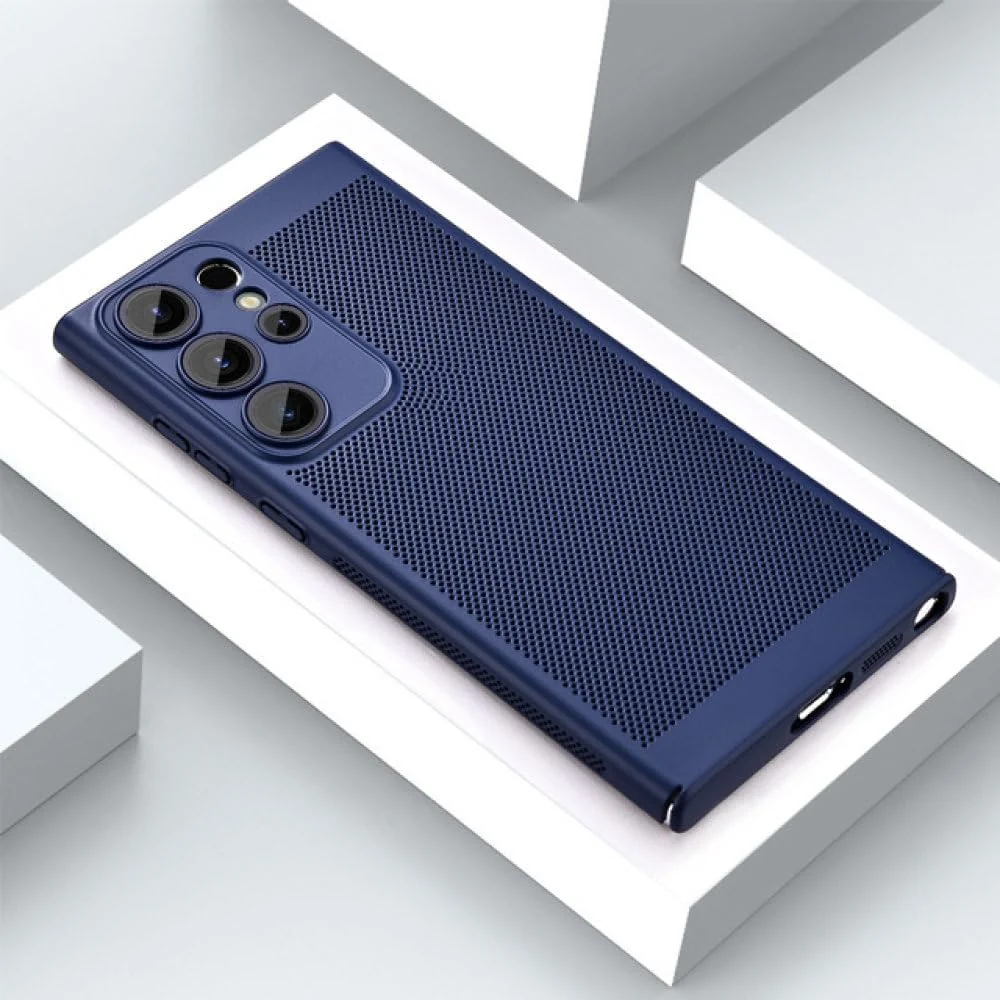 DL3 Mobilak Heat-Dissipation Hard PC Case with Built-In Camera Lens Protector for Samsung Galaxy S24 Ultra - Blue