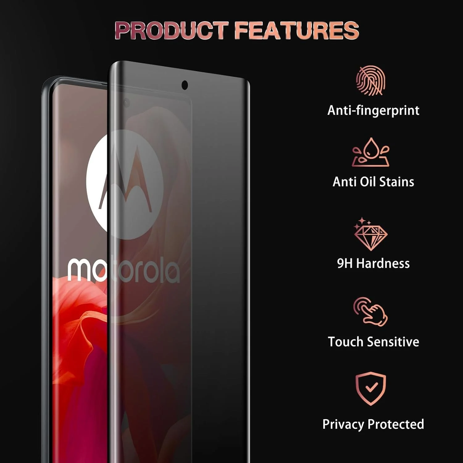 DL3 Mobilak Screen Protector for Motorola Moto G85 5G UV Glass Fingerprint Reader Support 3D Curved Anti-Spy Tempered Glass Screen Protector - Privacy
