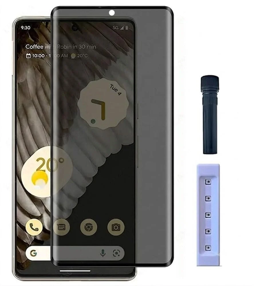 Mobigon Screen Protector for Google Pixel 6 Pro UV Glass Fingerprint Reader Support 3D Curved Anti-Spy Tempered Glass Screen Protector - Privacy