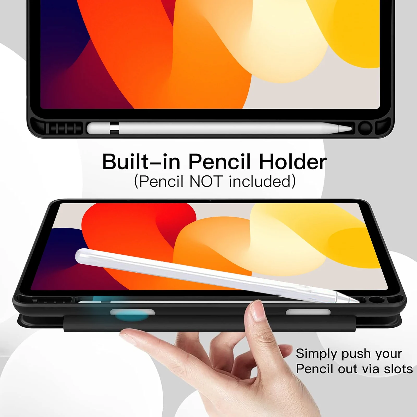 DL3 Mobilak Case for Xiaomi Redmi Pad SE 11 inch Tablet 2023, 360° Rotation Multi-angle Stand Slim Cover PU leather + Transparent Acrylic case with Pen Holder Auto Wake/Sleep - Black
