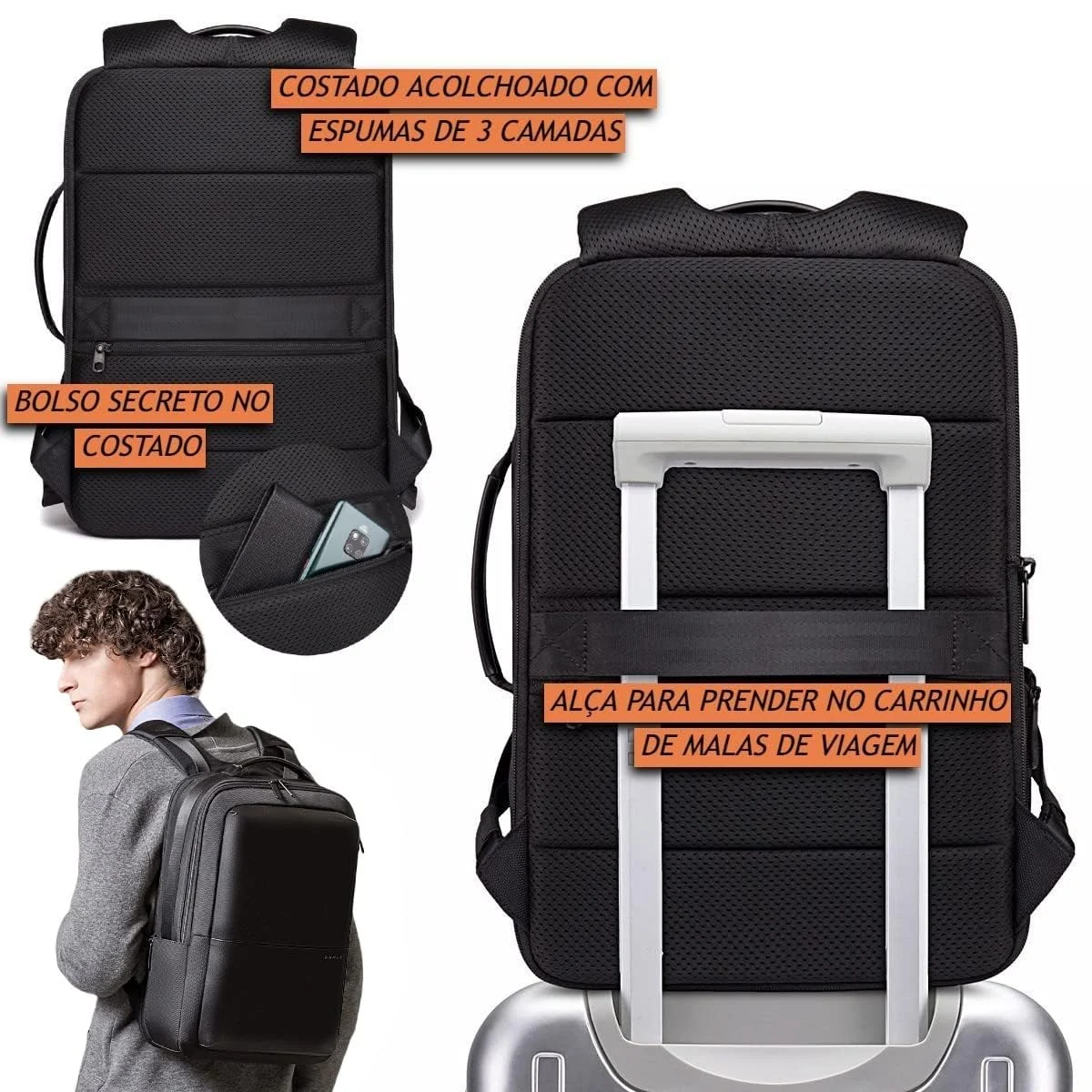 Mobigon 17 Inch Laptop Backpack Slim Durable Business Computer Travel Backpack with USB Charging Port, Lightweight Casual Bag Daypack for College Work Office Men Women, MacBooks, Surface - Black