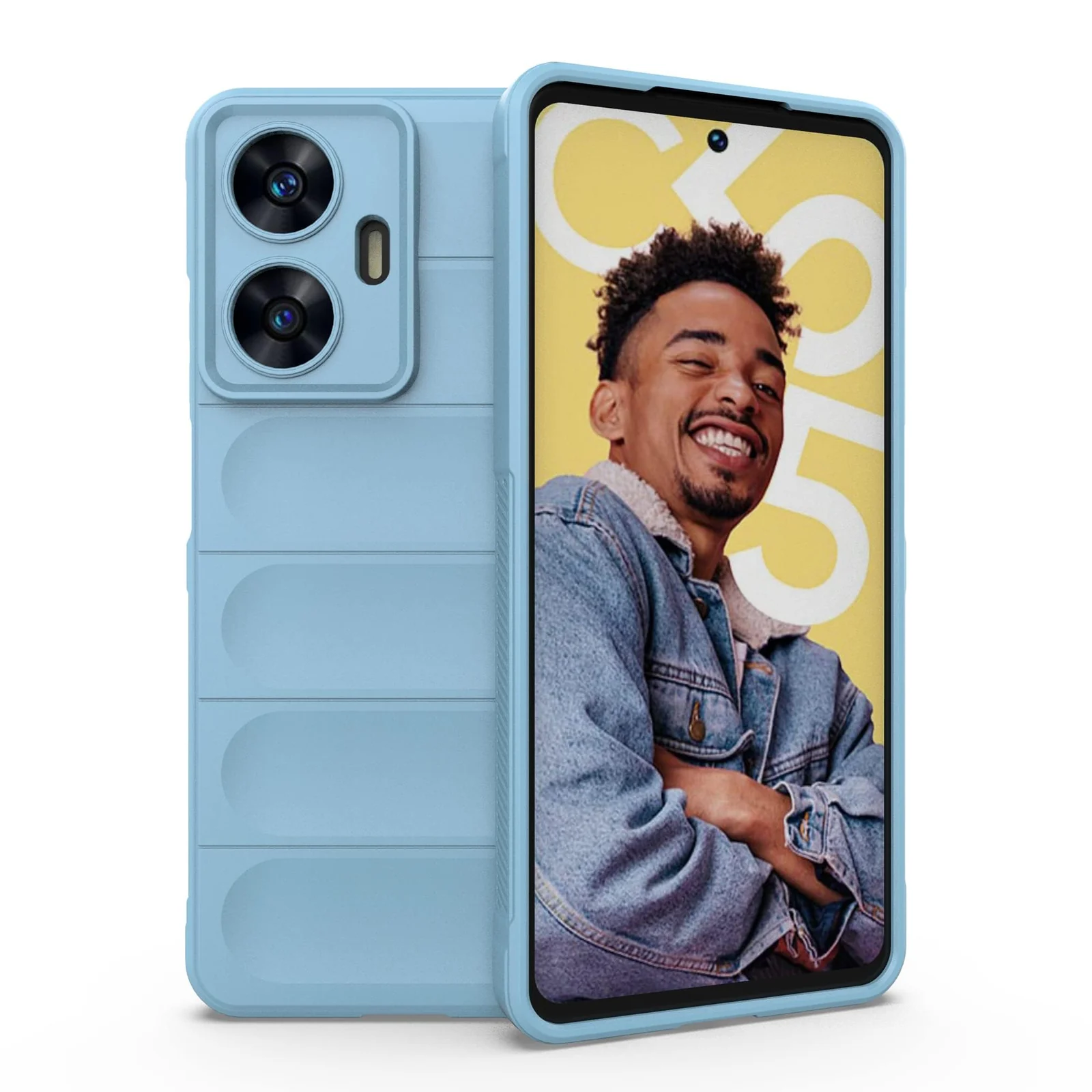DL3 Mobilak Flexible Silicone and TPU Protective Case with Camera Protection for realme C55 / Narzo N55 - Baby Blue