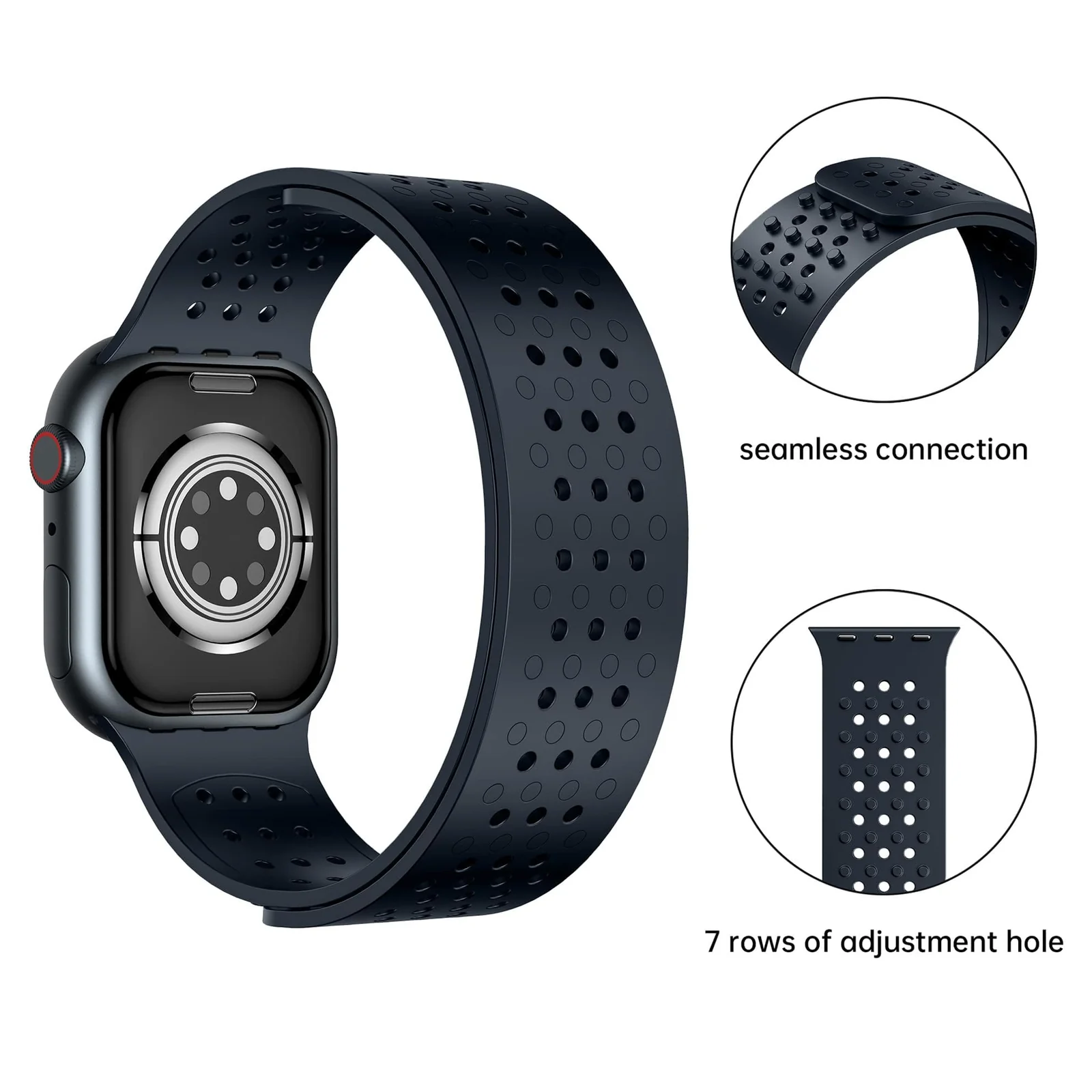 DL3 Mobilak Soft Silicone Band For Apple Watch Ultra Bands 49mm 45mm 44mm 42mm, Sport Replacement Wristband No Clasps for iWatch Series 8 ultra 7 6 5 4 SE 3 2 Women Men, Waterproof Strap - Black