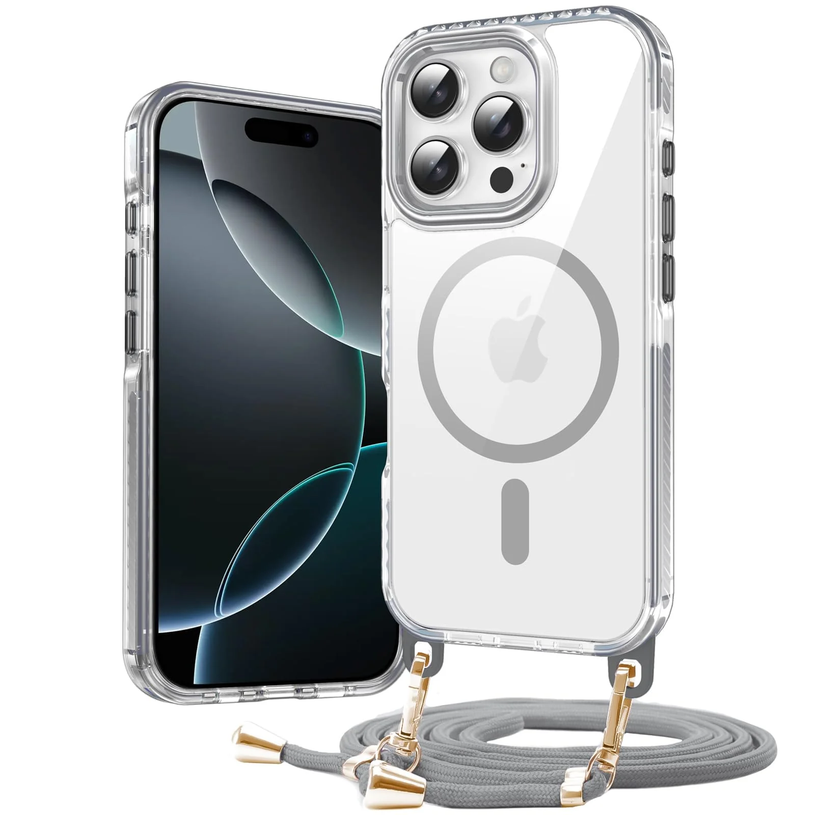 DL3 Mobilak Rugged Protective Case for iPhone 15 Pro Max, Compatible with MagSafe accessories, Supports wireless charging, Shock-absorbing protection - Gray