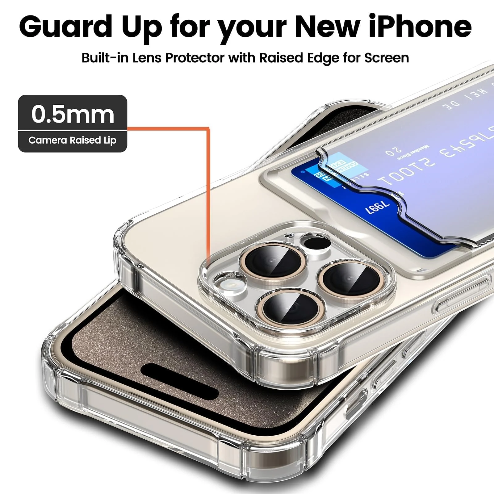 DL3 Mobilak Clear TPU Wallet Case with Card Slot and Camera Protection for iPhone 12 Pro - Clear