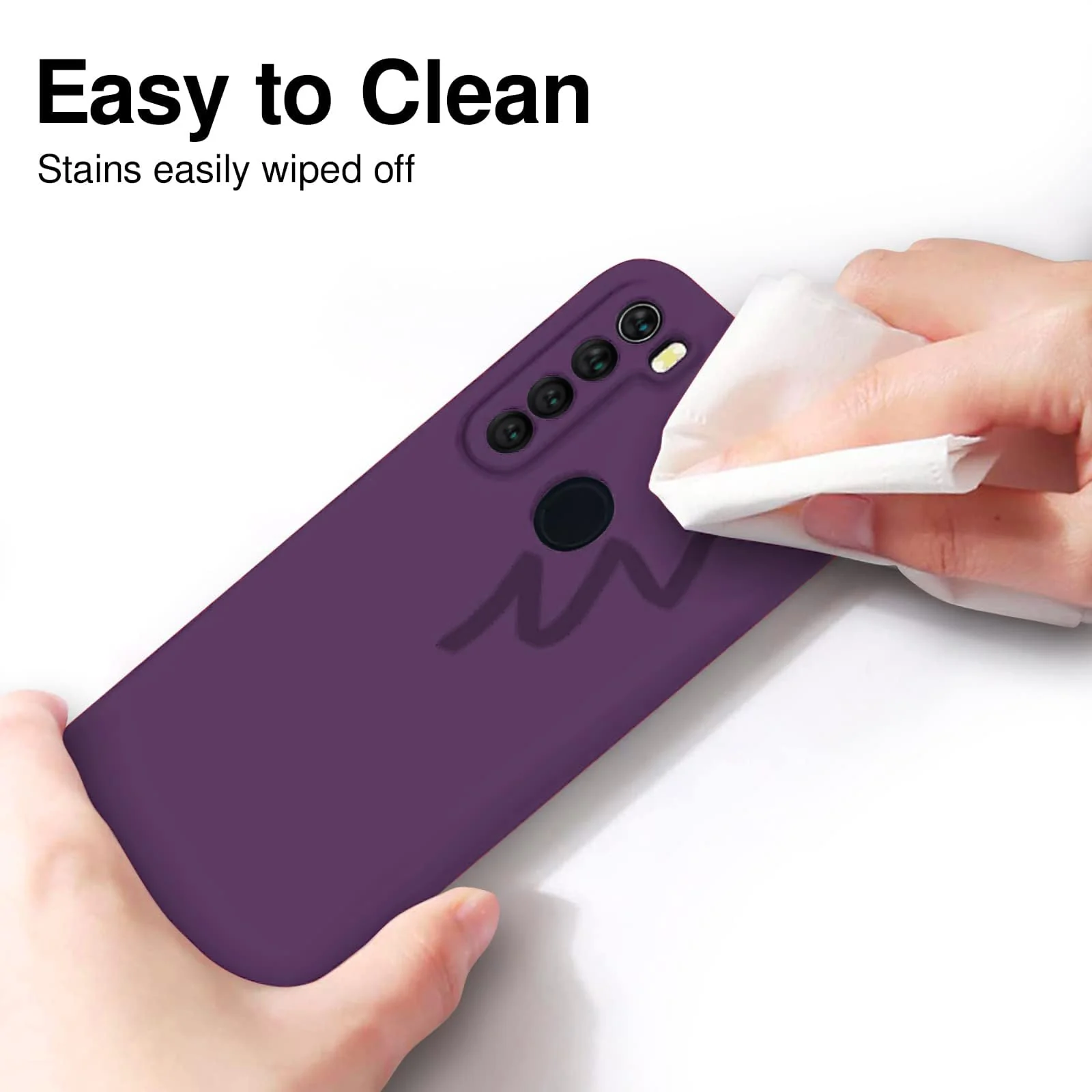 DL3 Mobilak Soft Silicone Protective Case for Xiaomi Redmi Note 8 with Microfiber Lining and Shockproof Design - Violet