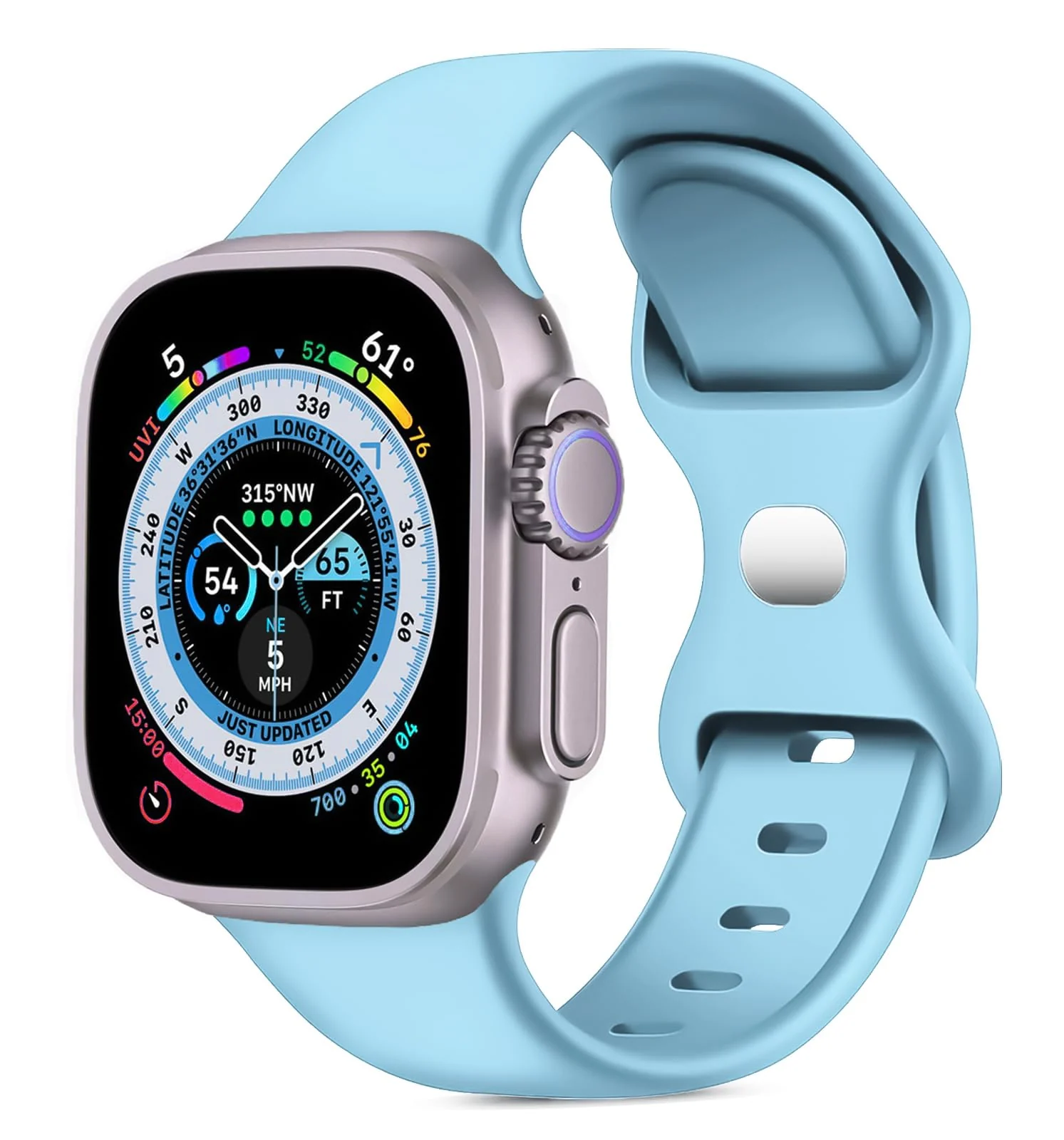 DL3 Mobilak Band with Case For Apple Watch Ultra/Ultra 2 49mm, Adjustable Silicone Sport Wristband Replacement, Strap With Cover Built-in Glass Screen Protector for iWatch Ultra 49 mm - Sky Blue
