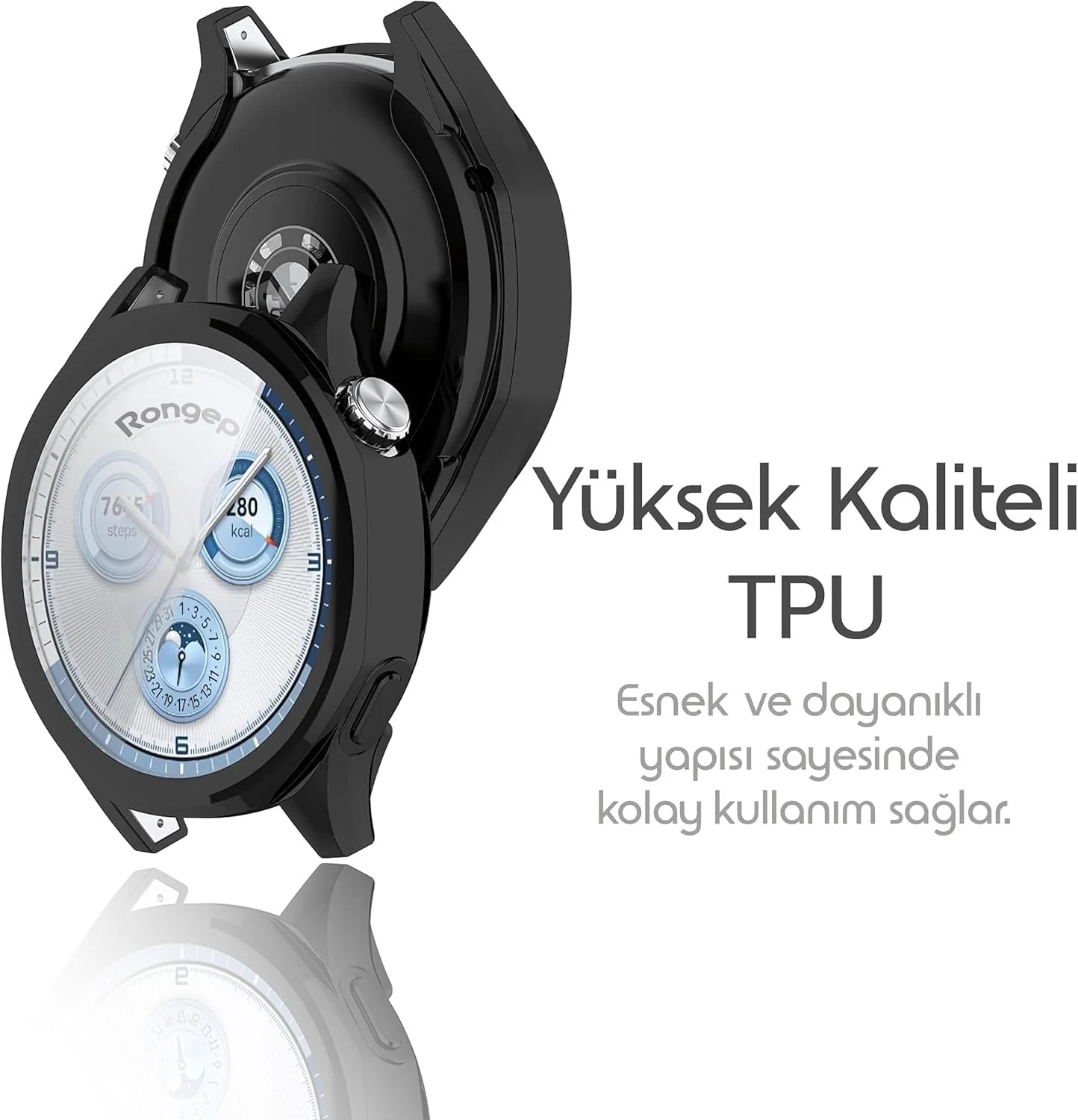 DL3 Mobilak Case Compatible with Huawei Watch GT5 46mm Case All-Around Screen Protector Watch Soft TPU Shockproof Cover Slim Guard Thin Bumper Protector - Black