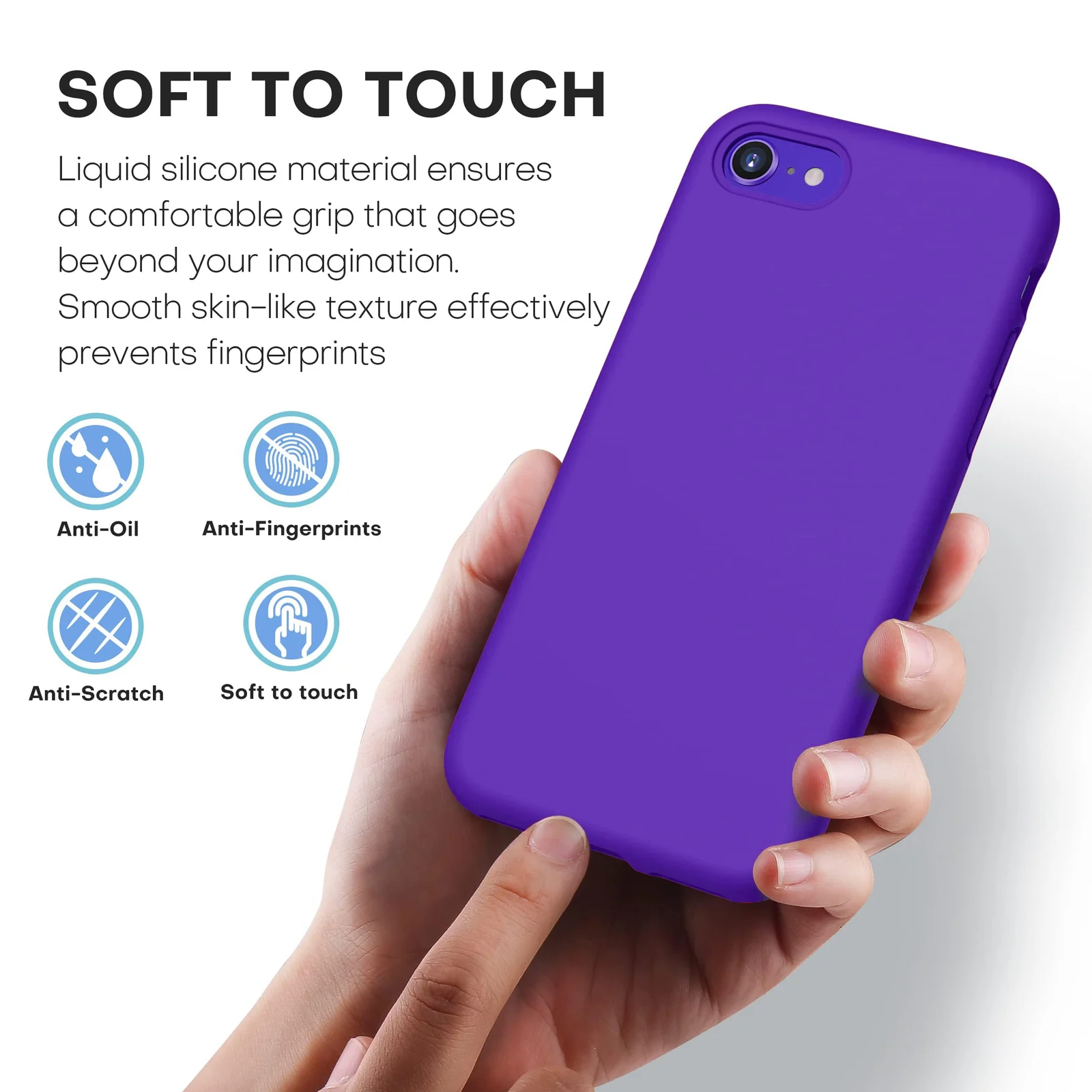 DL3 Mobilak Liquid Silicone Protective Case for iPhone SE 2022, SE 2020, iPhone 7, iPhone 8 with Camera Protection and Microfiber Lining - Violet