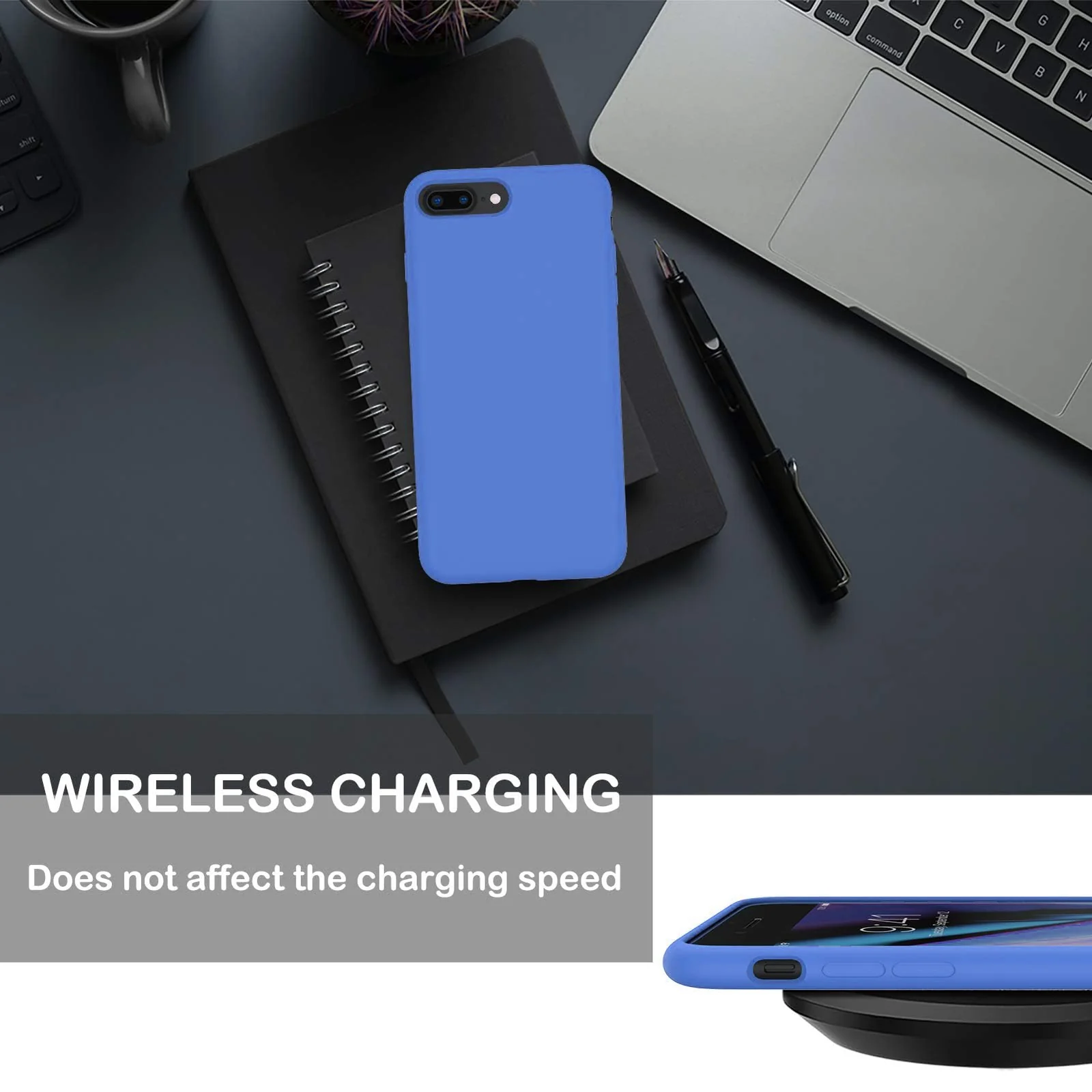 DL3 Mobilak Liquid Silicone Protective Case for iPhone 7 Plus / iPhone 8 Plus with Camera Protection and Microfiber Lining - Light Blue