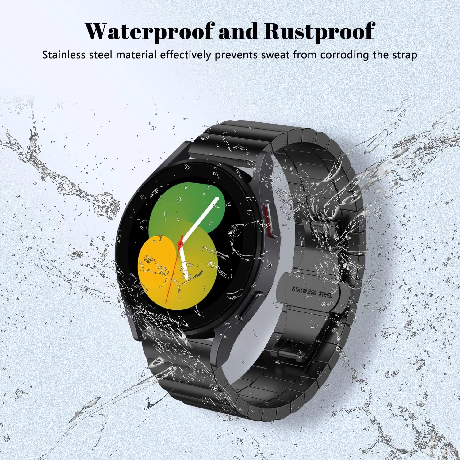 DL3 Mobilak Metal Bracelet Compatible with Xiaomi Redmi Watch 5 Active/Redmi Watch 5 Lite, 22mm Stainless Steel Replacement Band with Folding Clasp, Adjustable Replacement Bracelet Wristband - A. Black