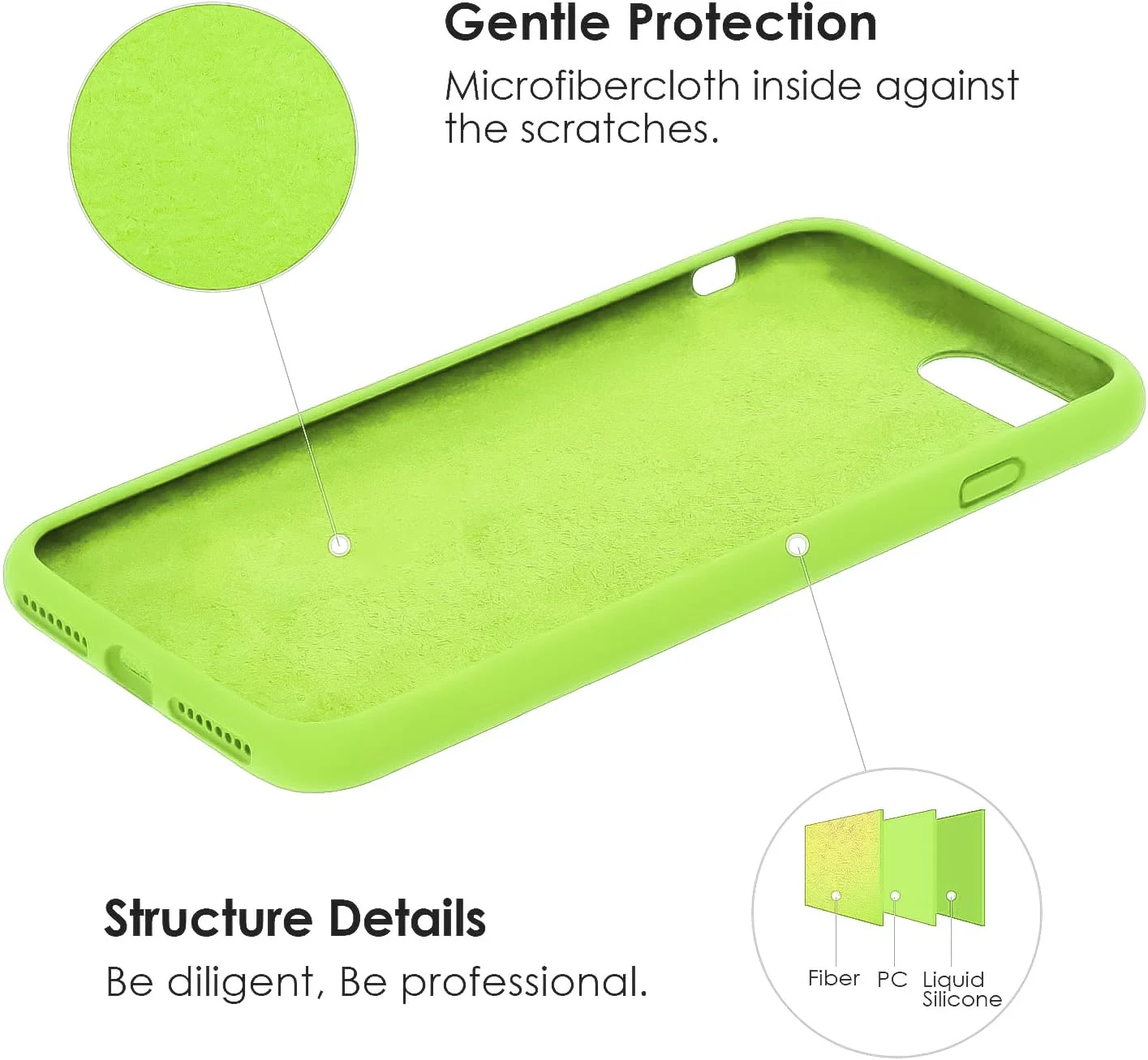 DL3 Mobilak Liquid Silicone Protective Case for iPhone SE 2022, SE 2020, iPhone 7, iPhone 8 with Camera Protection and Microfiber Lining - Lemon