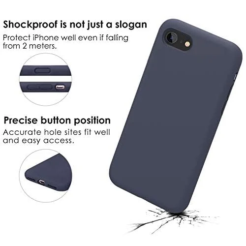 DL3 Mobilak Compatible with iPhone 6 / 6S Case, Liquid Silicone Case, Full Body Protective Cover, Shockproof, Slim Phone Case, Anti-Scratch Soft Microfiber Lining - Midnight Blue