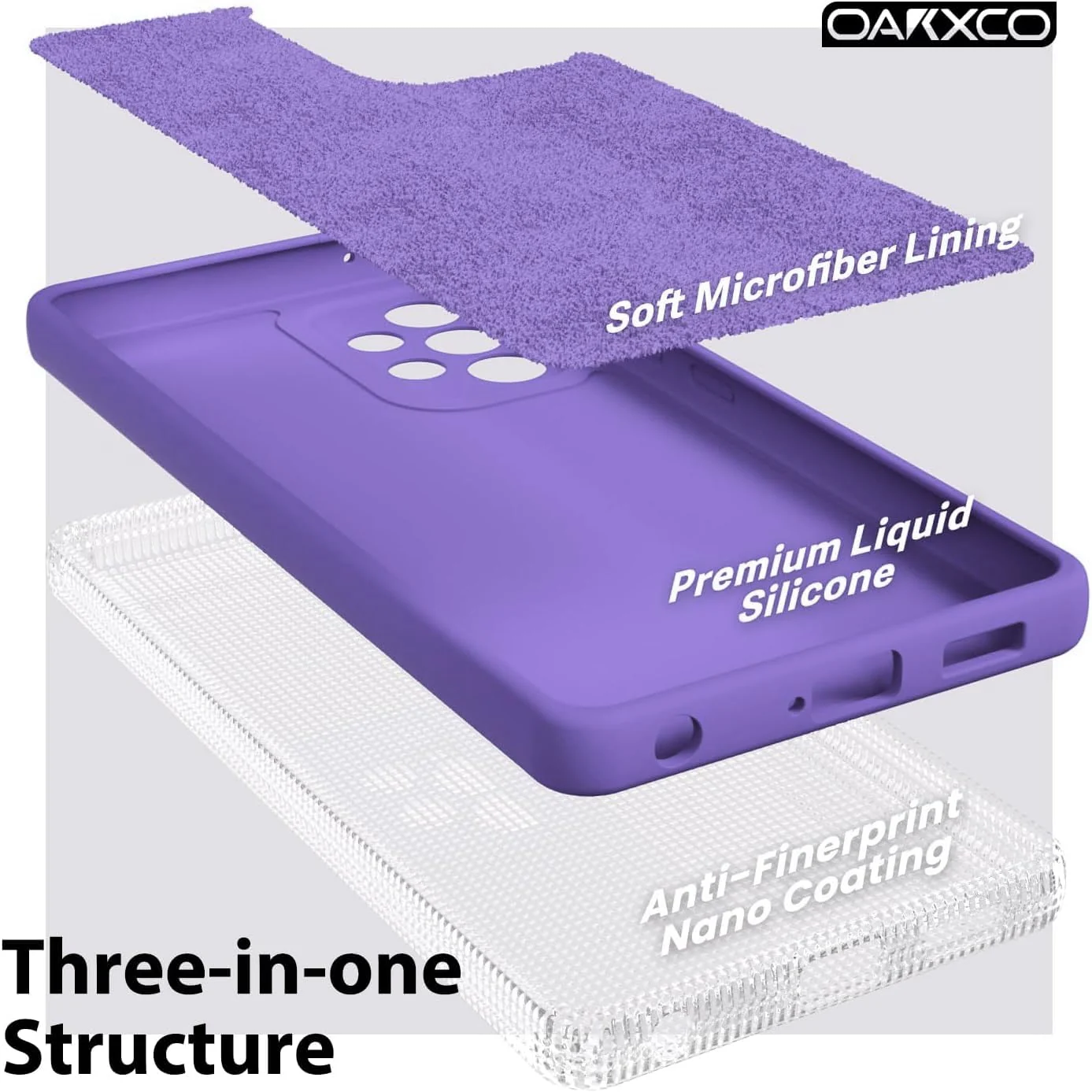 DL3 Mobilak Silicone Protective Case for Samsung Galaxy A72, Shock-absorbing protection, Scratch-resistant surface, Soft microfiber lining - Light Purple