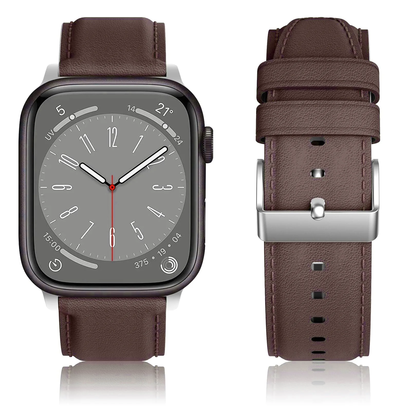 DL3 Mobilak Compatible with Apple Watch Band 49mm 46mm 45mm 44mm 42mm Leather Band Replacement Strap, Soft Leather Bracelet for iWatch Series 11 10 9 8 7 6 5 4 SE SE2 Ultra 3 2 1 - A.Dark Brown
