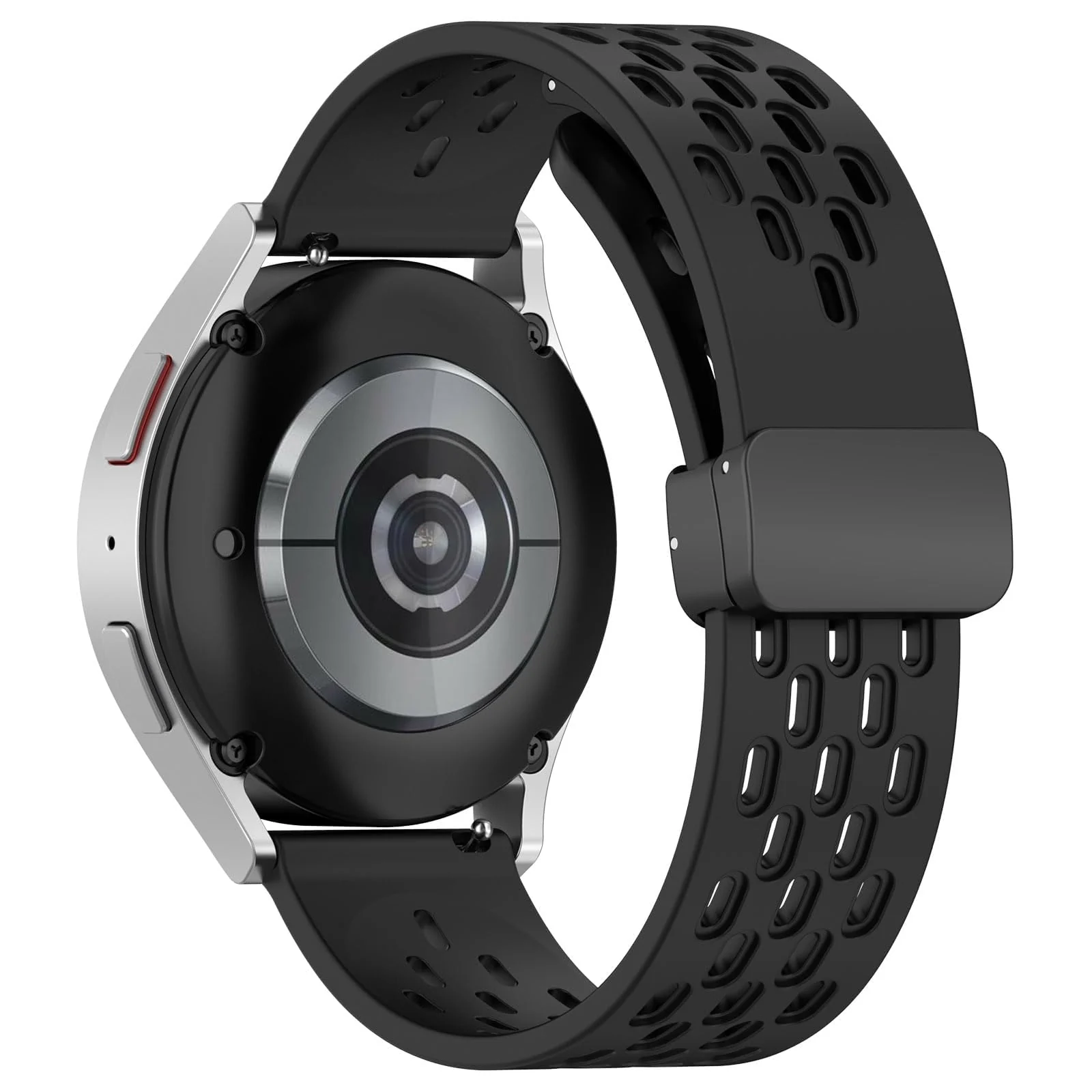 DL3 Mobilak Silicone Band Magnetic Clasp 22MM Strap For Samsung Galaxy Watch 3 45mm/Watch 46mm/Gear S3/Huawei watch GT3 GT4 46MM/Watch 3&4/3&4 Pro/GT2E/GT2 Pro/GT GT2 46MM/Amazfit GTR 2/2e/3/3 Pro/4 - Black