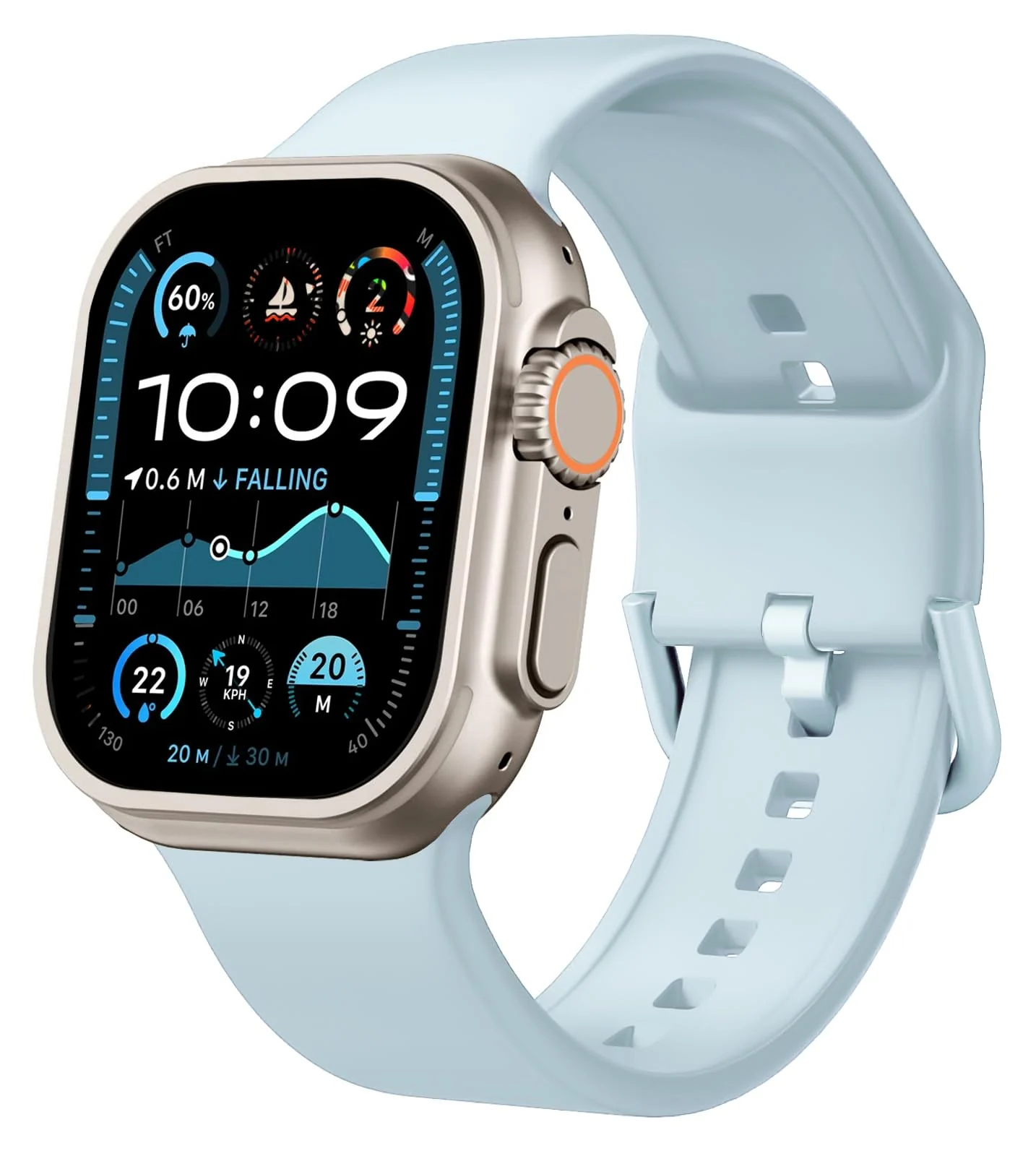 Apple Watch Ultra 49MM 45MM 46MM 44MM 42MM — DL3 Mobilak Sport Band For Apple Watch Ultra 49mm 46mm 45mm 44mm 42mm, Soft Silicone Wristband Replacement Strap with Classic Clasp for iWatch Series 11 10 9 8 7 6 5 4 SE SE2 Ultra 3 2 1 for Women Men - B. Turquoise