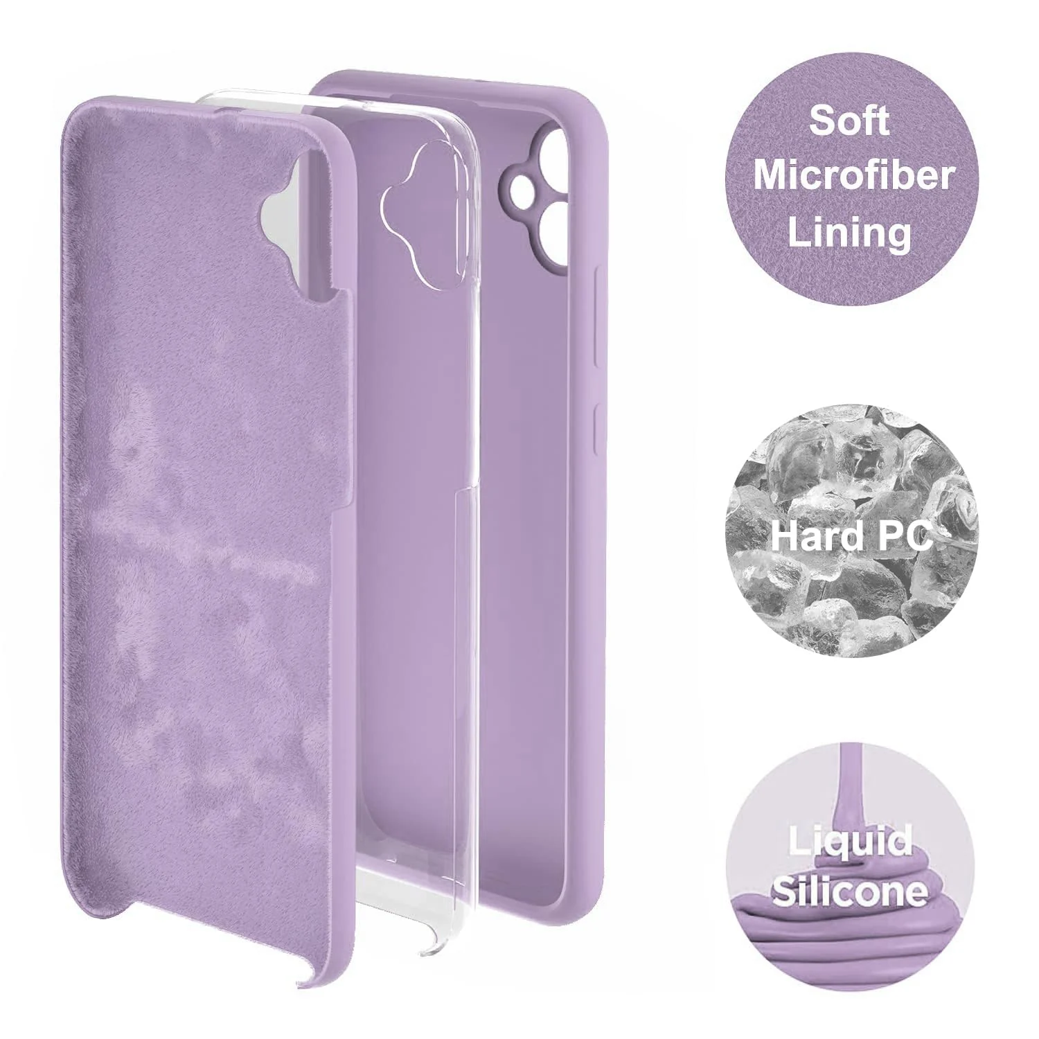 DL3 Mobilak Silicone Protective Case for Samsung Galaxy A04e, Shock-absorbing protection, Scratch-resistant surface, Soft microfiber lining - Lavender