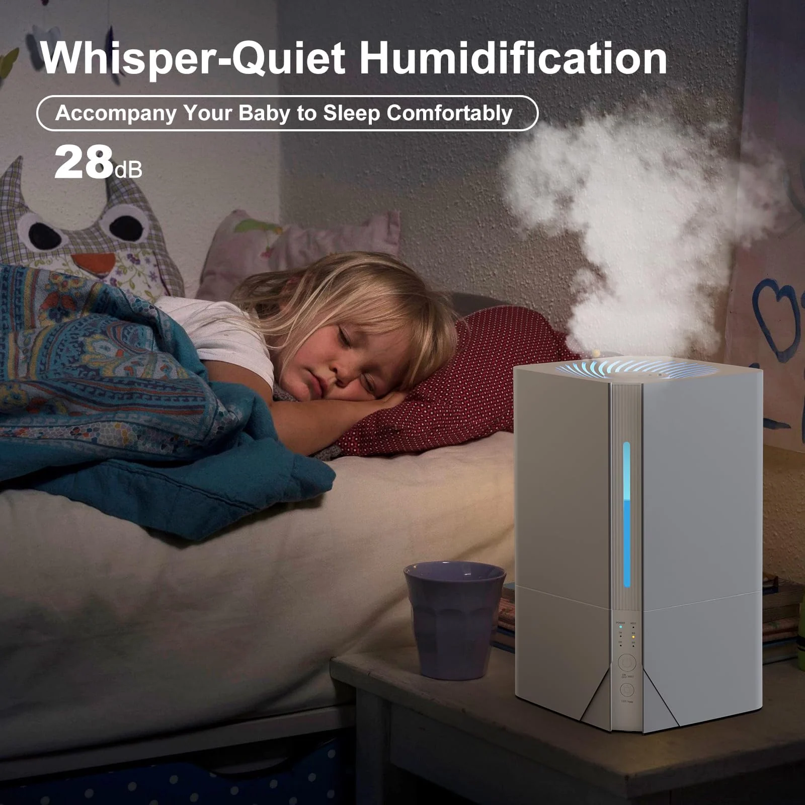 MOBIGON 7 L Top-Fill Cool Mist Humidifier, White