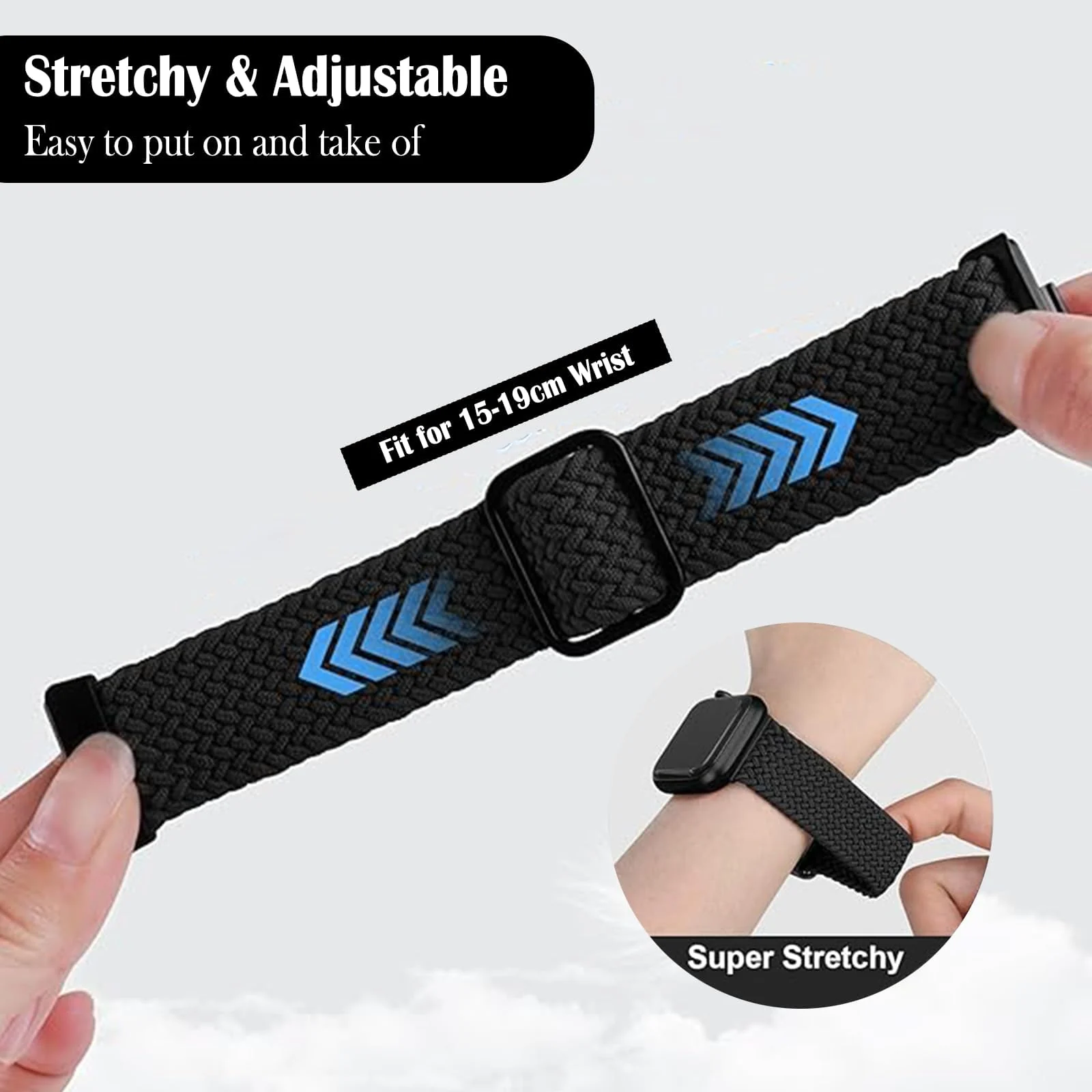 DL3 Mobilak Replacecment Band Compatible with Huawei Watch Fit 3 for Women Men, Adjustable Braided Bands Straps Elastics Sport Wristband Nylon Band Compatible with Huawei Watch Fit 3 Strap - Black
