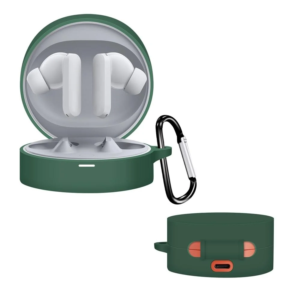 DL3 Mobilak Compatible with NOTHING CMF Buds Pro Case Cover, Soft Silicone Shockproof Protective Case Wireless Earbuds with Carabiner, Front LED Visible - Green