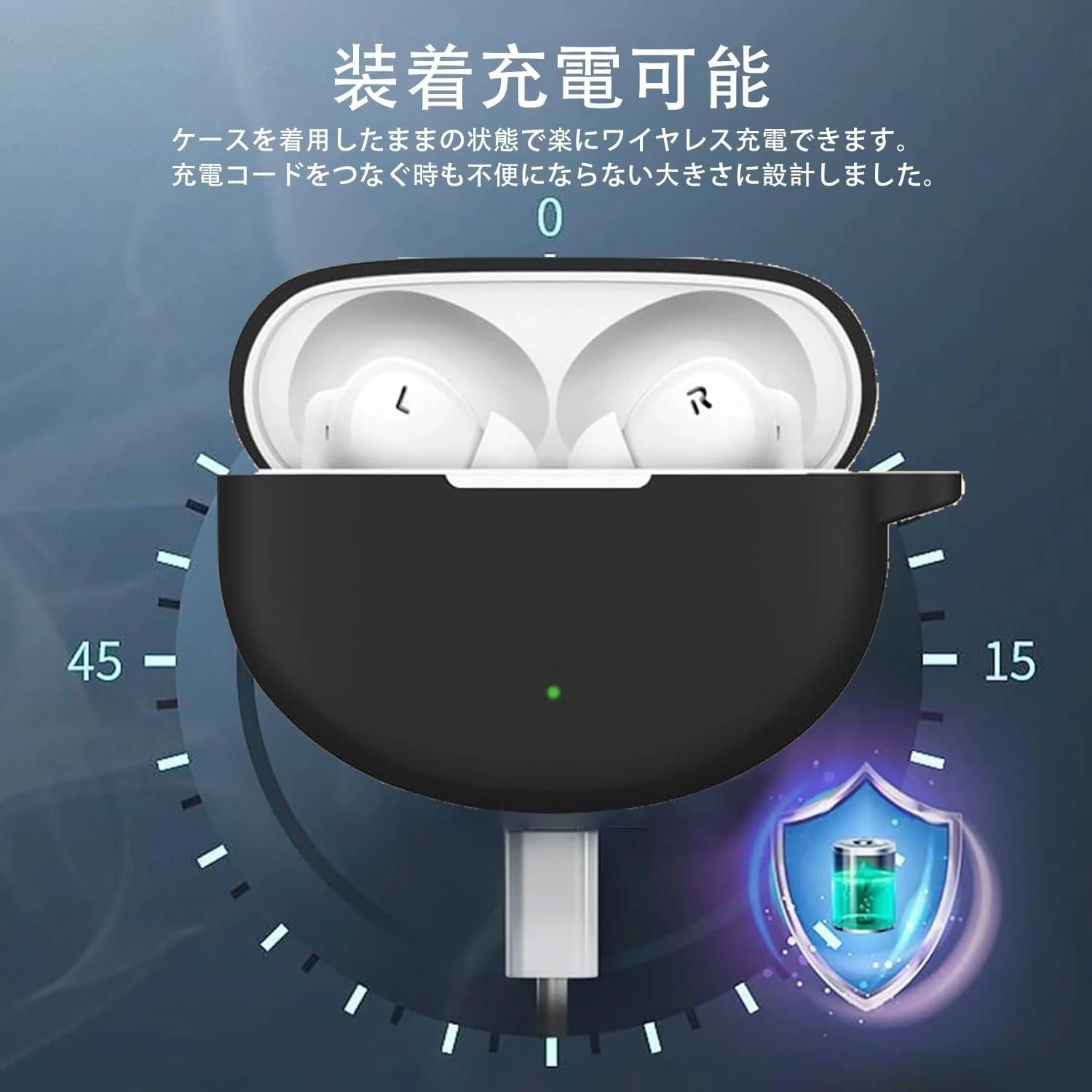 DL3 Mobilak Compatible with OPPO Enco Air3 Pro Case Cover, Soft Silicone Shockproof Protective Case Wireless Earbuds with Carabiner, Front LED Visible - Black
