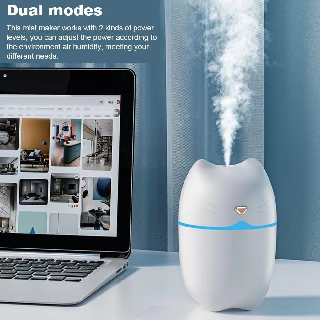 Mobigon Wood Cool Mist Ultrasonic Humidifier for Room Moisture, Aroma Diffuser for Home, 260ml Essential Oil Diffuser with 7 Colorful Night Light, Auto Shut-Off, Home, Office, car - A.White