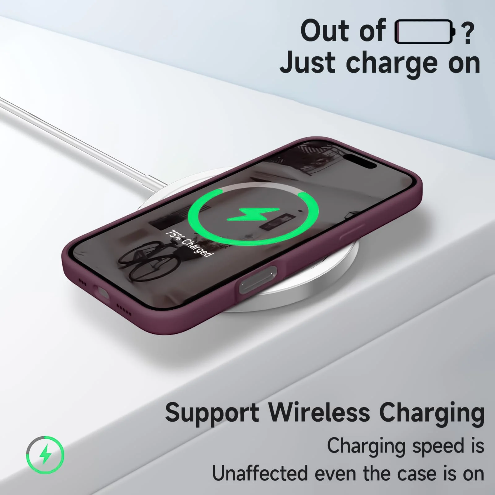 DL3 Mobilak Liquid Silicone Case for iPhone 17 6.3-Inch, Supports wireless charging, Shock-absorbing protection, Scratch-resistant surface - Wine Red