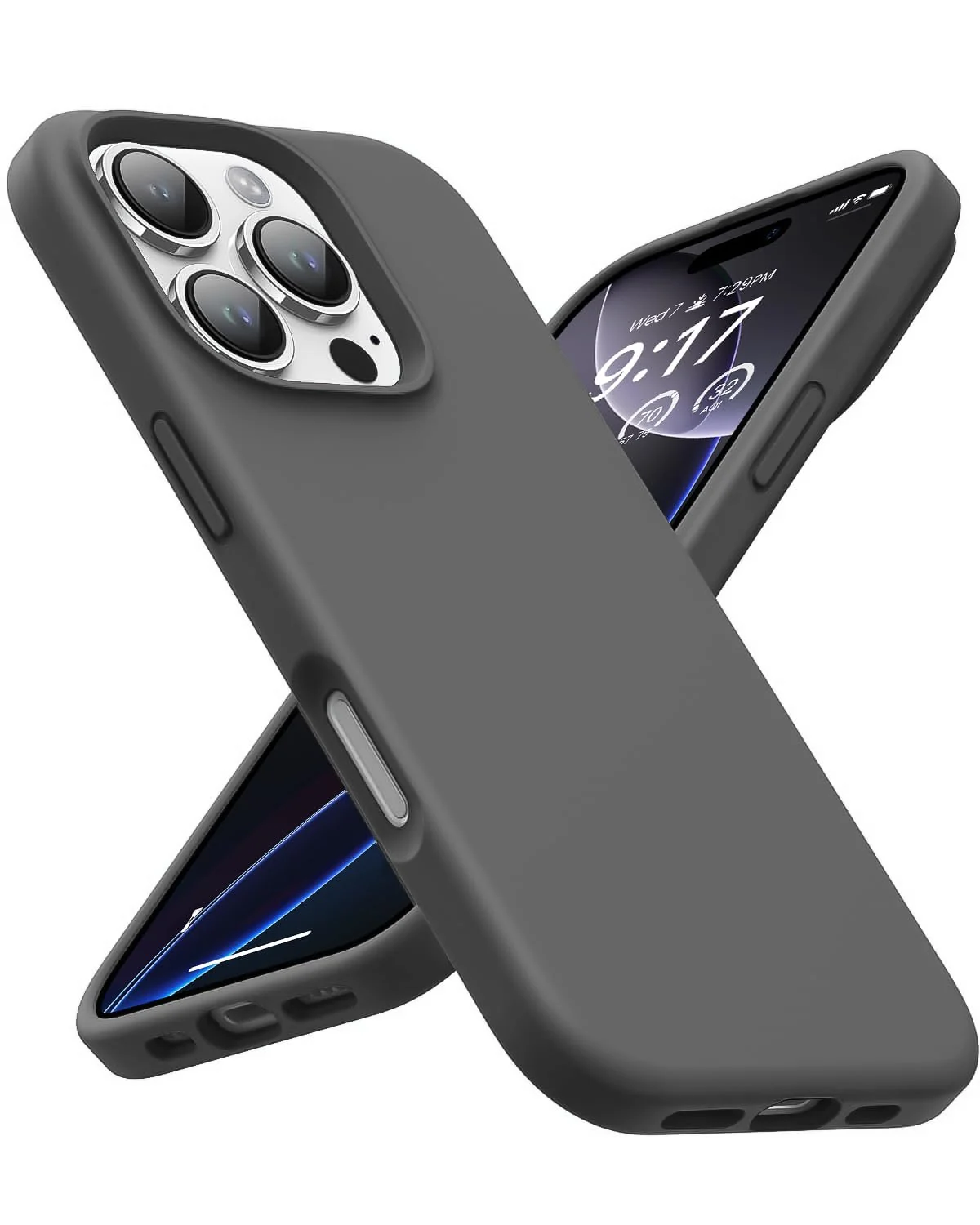 DL3 Mobilak Liquid Silicone Case for iPhone 16 Pro Max 6.9-inch, Supports wireless charging, Shock-absorbing protection, Scratch-resistant surface - A. Dark Gray