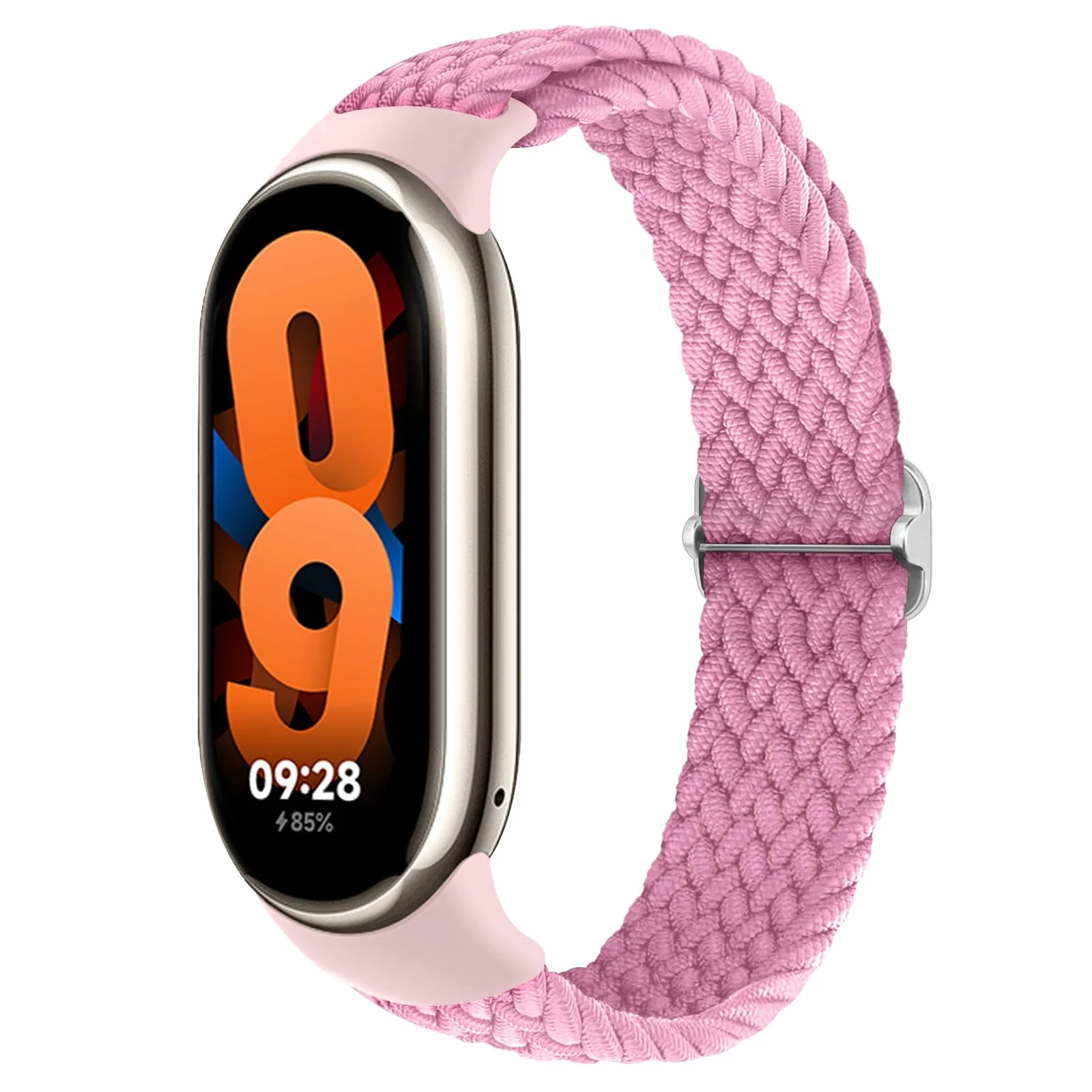 DL3 Mobilak Compatible with Xiaomi Mi Band 10/9/8 strap, Braided Solo Loop for Nylon Elastic Adjustable Replacement Wristband Compatible with Xiaomi Smart Band 8/9/10 - Pink