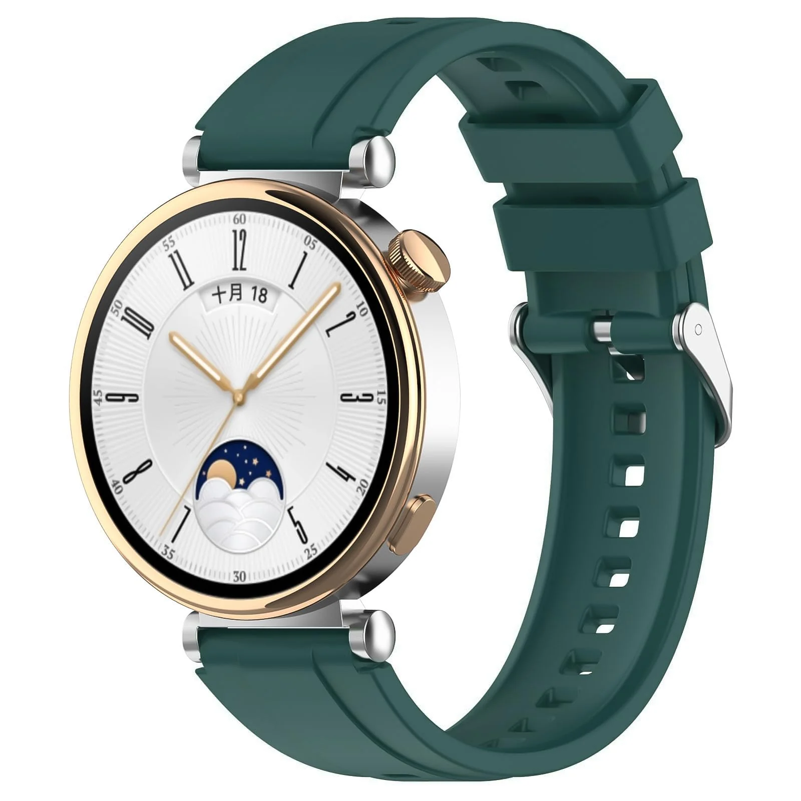 DL3 Mobilak Strap Compatible with Huawei Watch GT5 Pro 42mm / GT5 41mm / GT4 41mm / Garmin Venu 3S / Forerunner 265S / Fossil Women's Gen 6, 18mm Soft Silicone Replacement Bands - Pine Green