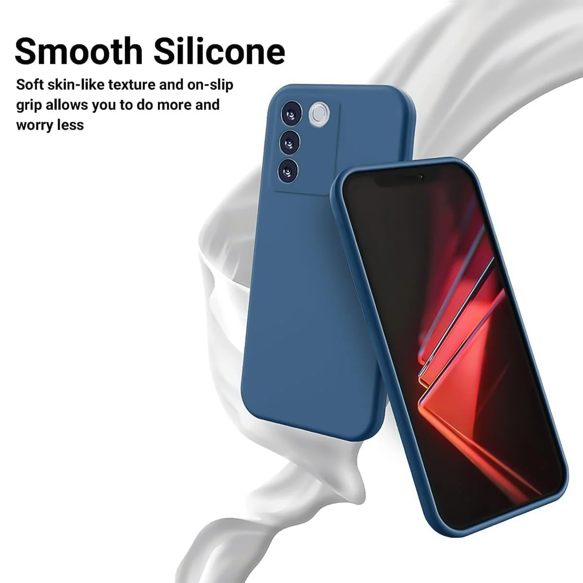 DL3 Mobilak Liquid Silicone Protective Case with Soft Microfiber Lining for vivo V27e | vivo S16e - Blue