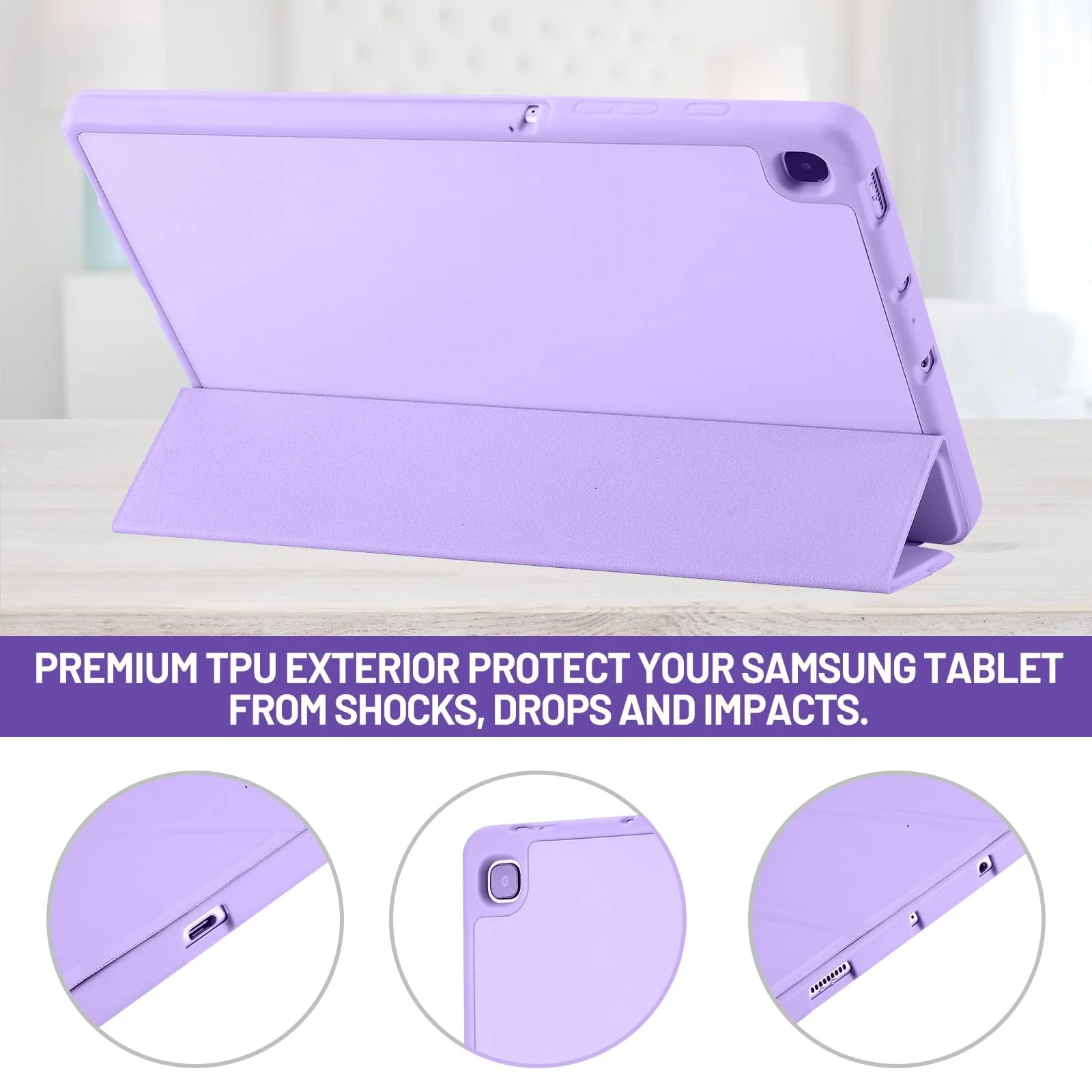 DL3 Mobilak Smart Case For Samsung Galaxy Tab S6 Lite 10.4 inch 2022 (SM-P613/P619) & 2020 (SM-P610/P615) with Pencil Holder, Soft TPU Smart Stand Back Cover Auto Wake/Sleep - Light Purple