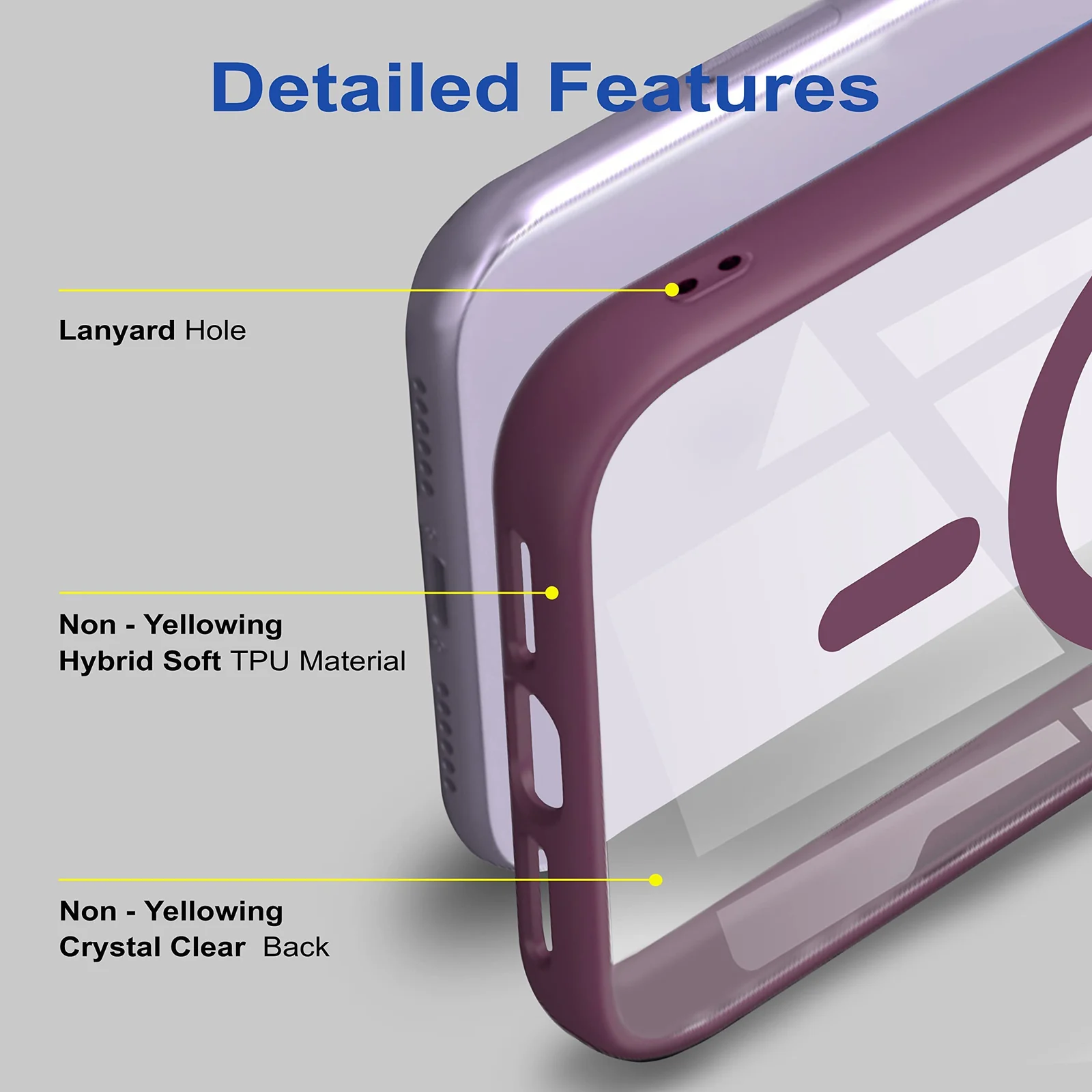 DL3 Mobilak MagSafe-Compatible Clear Magnetic Case for Samsung Galaxy S23 - Wine Red