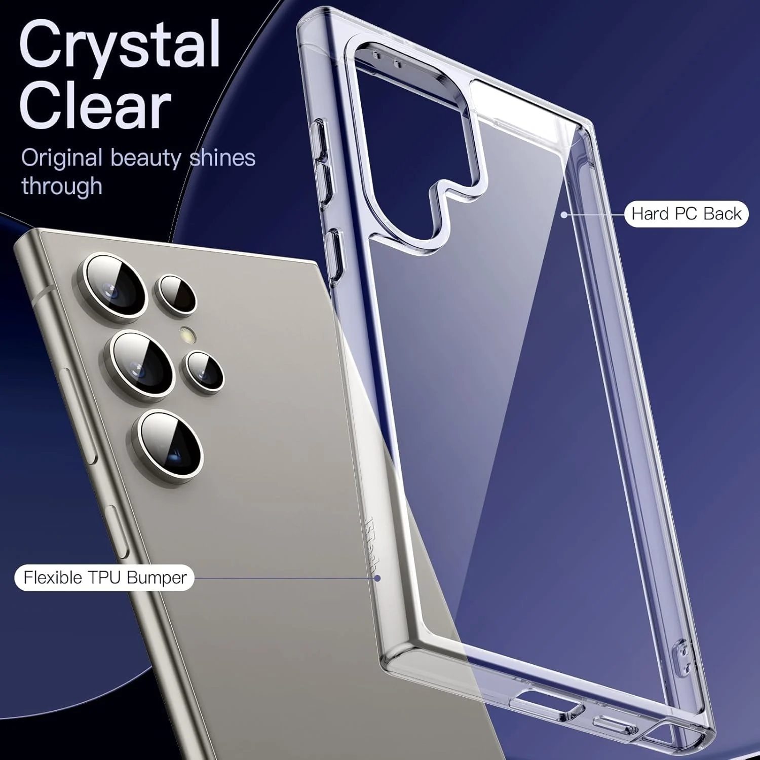 DL3 Mobilak Case Compatible with Samsung Galaxy S24 Ultra Case Crystal Soft TPU Gel Case Flexible Silicone Anti-Scratch TPU Cover - Clear