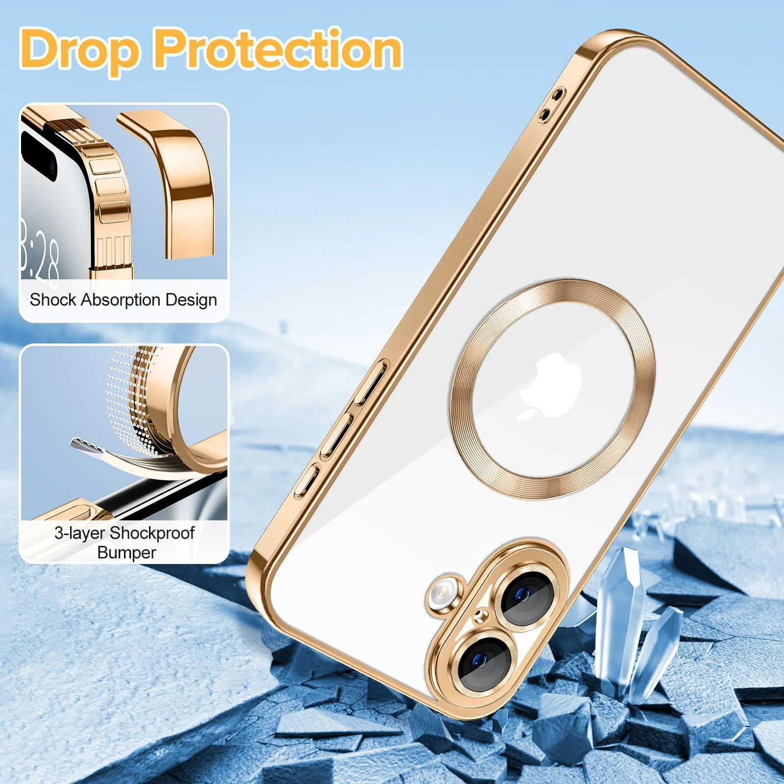 DL3 Mobilak Plated-Edge TPU Protective Case with Camera Protection for iPhone 16 Plus - Gold