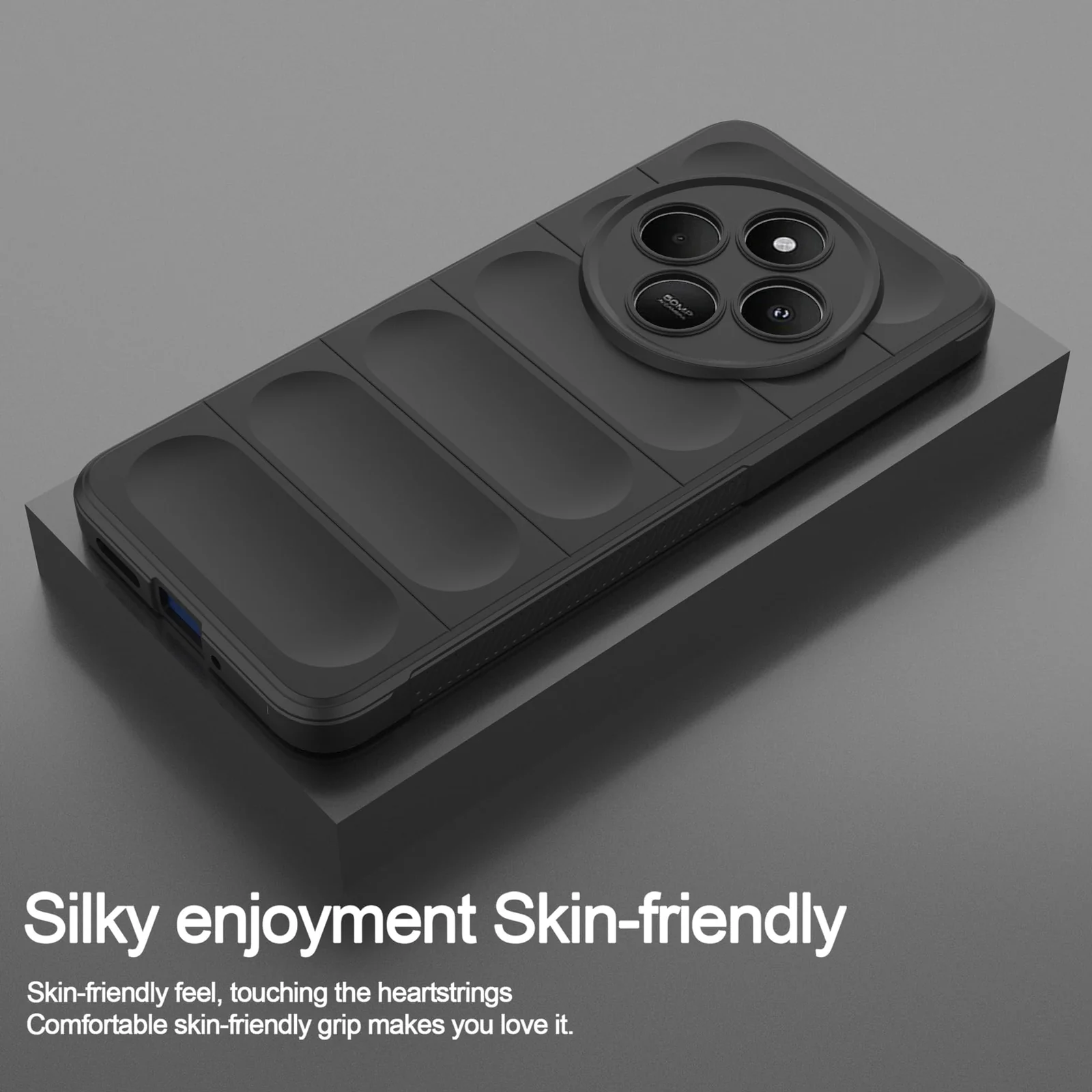 DL3 Mobilak Silicone Case for Xiaomi Redmi 14C 4G/Poco C75 Heavy Duty Protective [Slim Fit] Shockproof Soft Flexible Protective Design Shock-Absorption TPU Cover With Camera Protection - Black