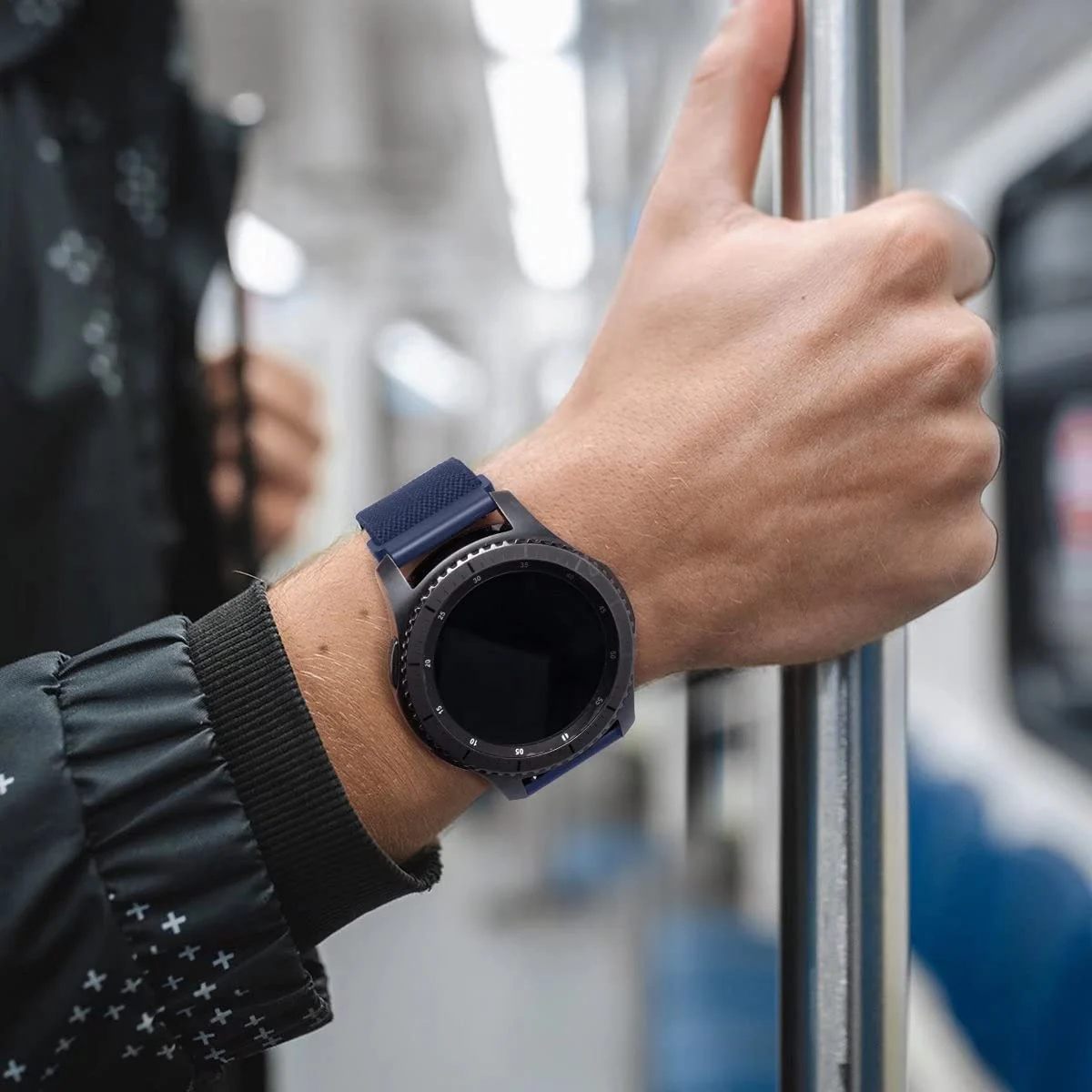 DL3 Mobilak Strap Nylon Loop 22MM Band For Xiaomi Redmi Watch 5 Active/5 Lite/Samsung Galaxy Watch 3 45mm/Watch 46mm/Gear S3/For Huawei watch GT5 GT4 GT3 GT2 GT 46MM/GT2E/GT2 Pro/GT 3 Pro/GT5 Pro - Blue